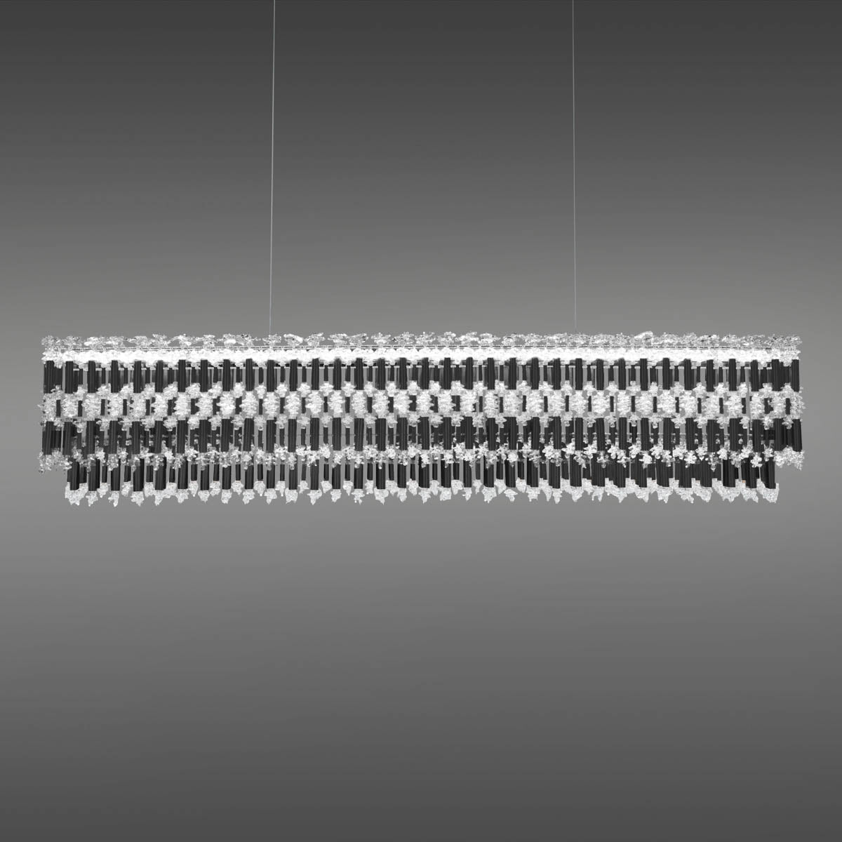 Heirloom Gold Crystal Linear Pendant Light / Black