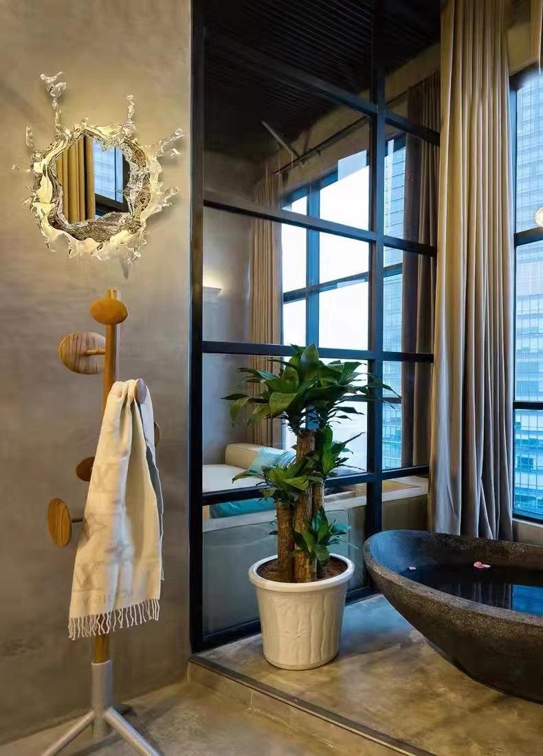 Illuminated Water Drop Crystal Mirror Wall Light / ∅ 34.3″ x H 34.3″ / Dia 87cm x H 87cm / Gold & Clear / Cool Light