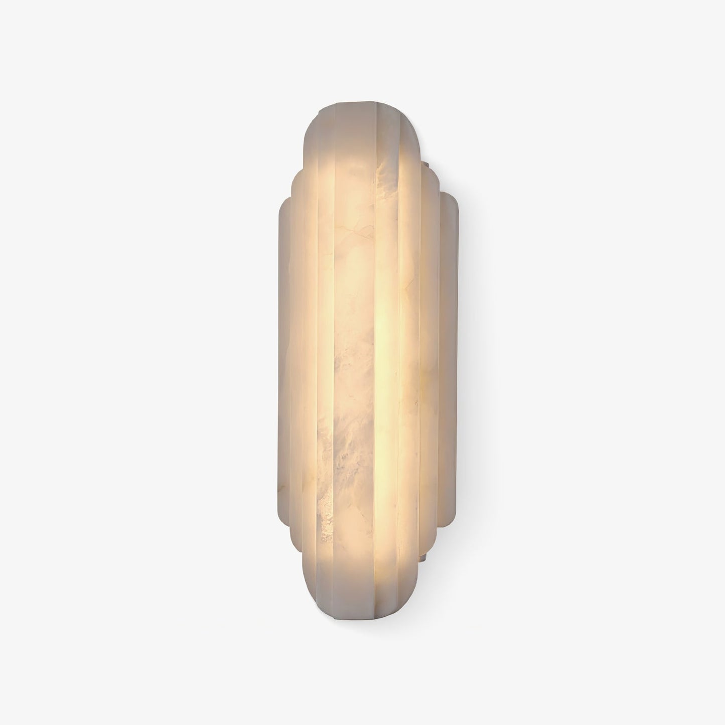 Layered Alabaster LED Wall Sconce / ∅ 7.9″ x H 19.7″ / White / Warm Light