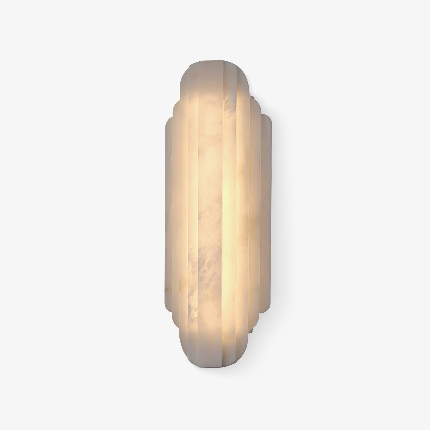 Layered Alabaster LED Wall Sconce / ∅ 7.9″ x H 19.7″ / White / Warm Light