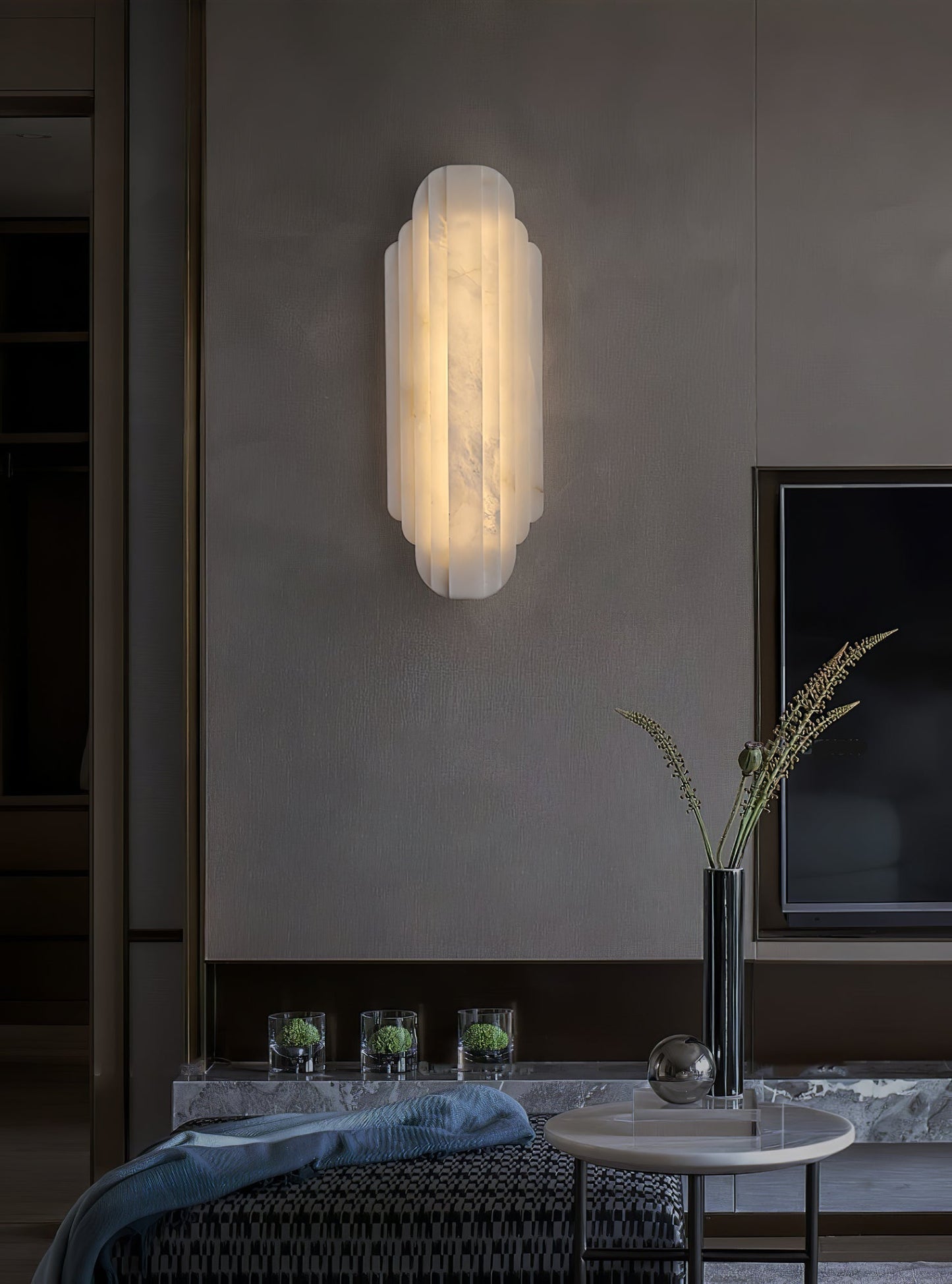 Layered Alabaster LED Wall Sconce