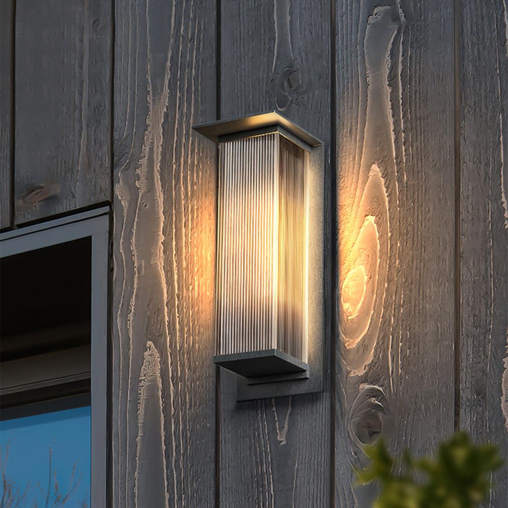Modern Box Outdoor Wall Light / Set of 2 / Model B: Solar-Powered Version / Warm Light