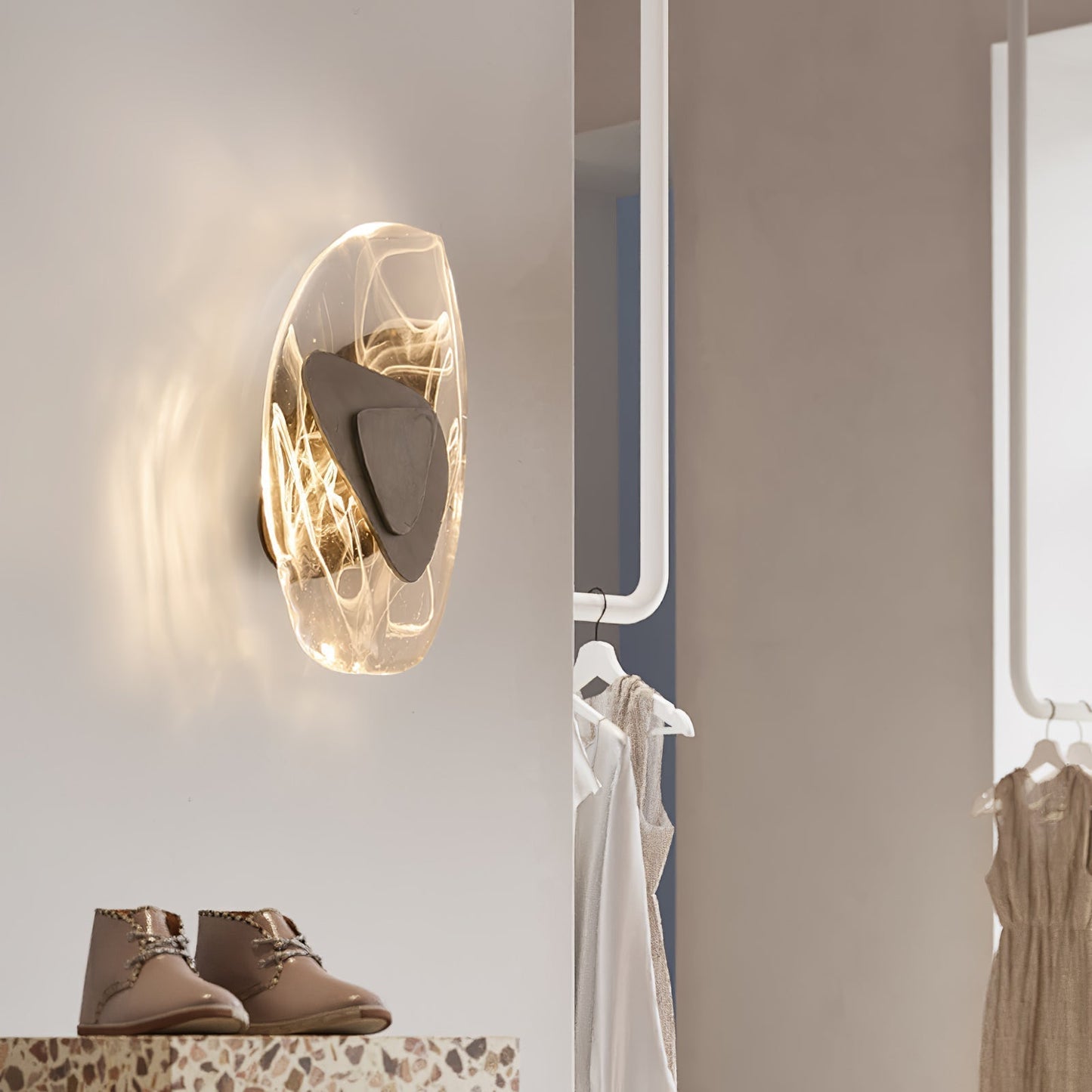 Modern Translucent Glass LED Wall Light / ∅ 7.9″ x H 12.2″ / Dia 20cm x H 31cm Set of 2 / Black / Warm Light