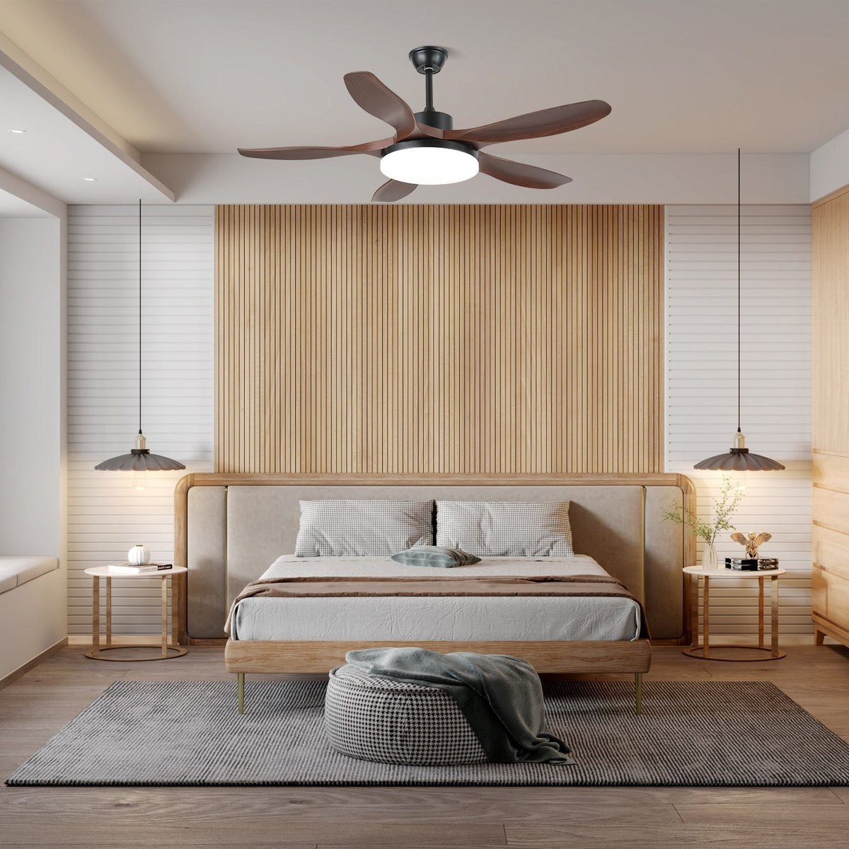 Modern Wood Grain LED Ceiling Fan Light