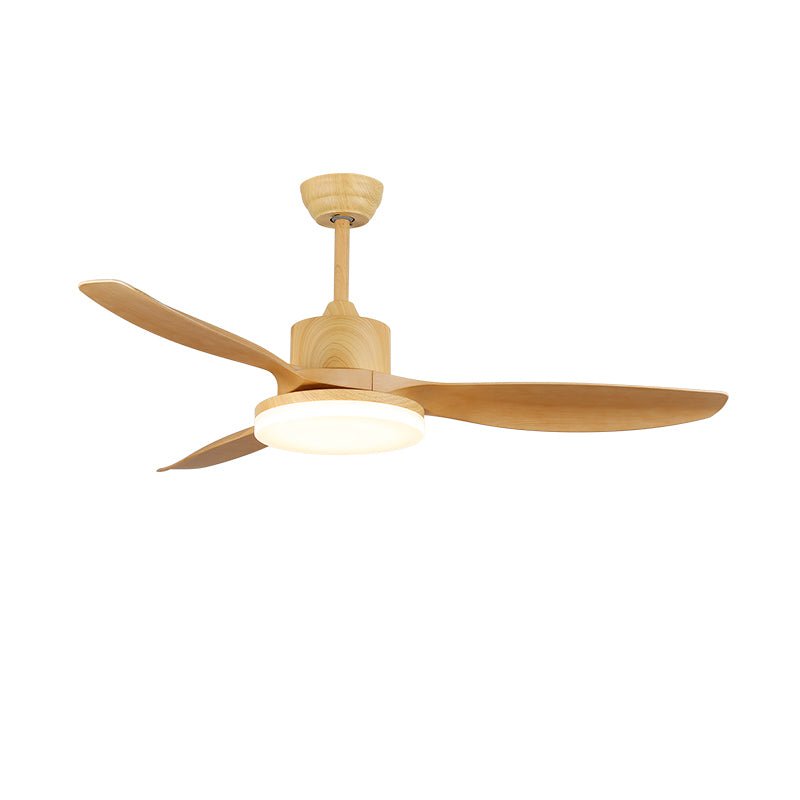 Modern Wood Grain LED Ceiling Fan Light / ∅ 52″ x H 11.8″ / Model E Nature Wood Grain / Three-Color Changing Light
