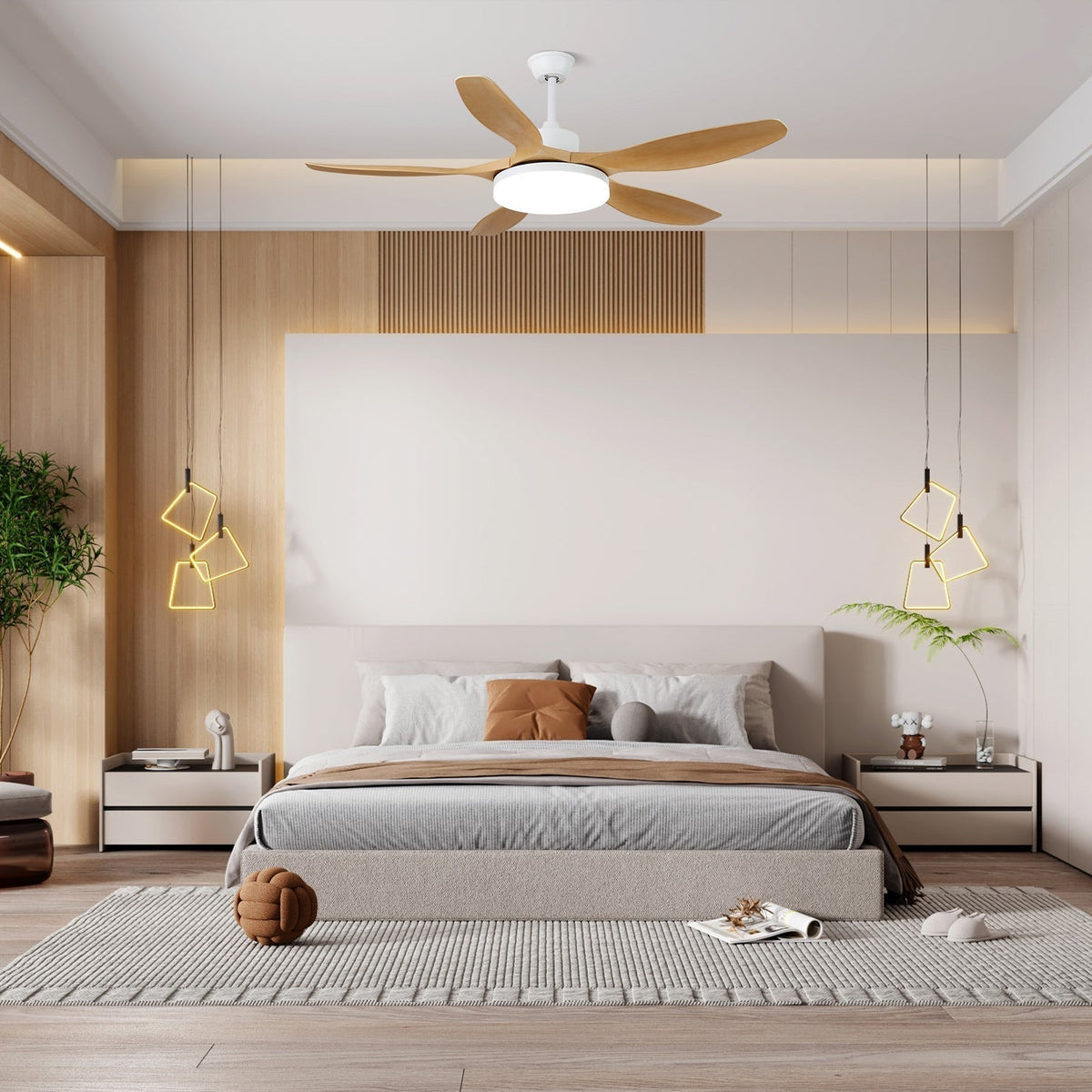 Modern Wood Grain LED Ceiling Fan Light