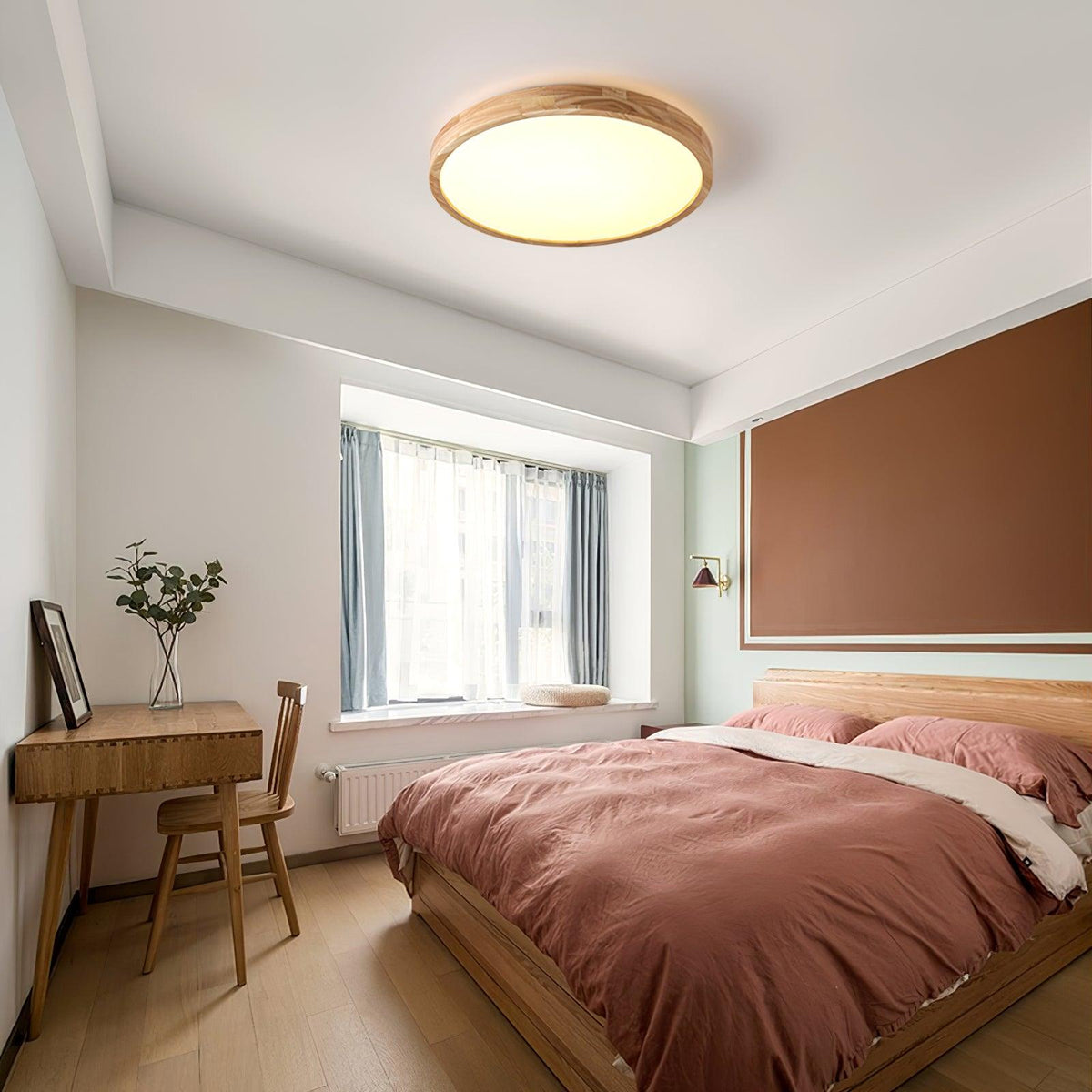 Natural Wood Geometric LED Ceiling Light