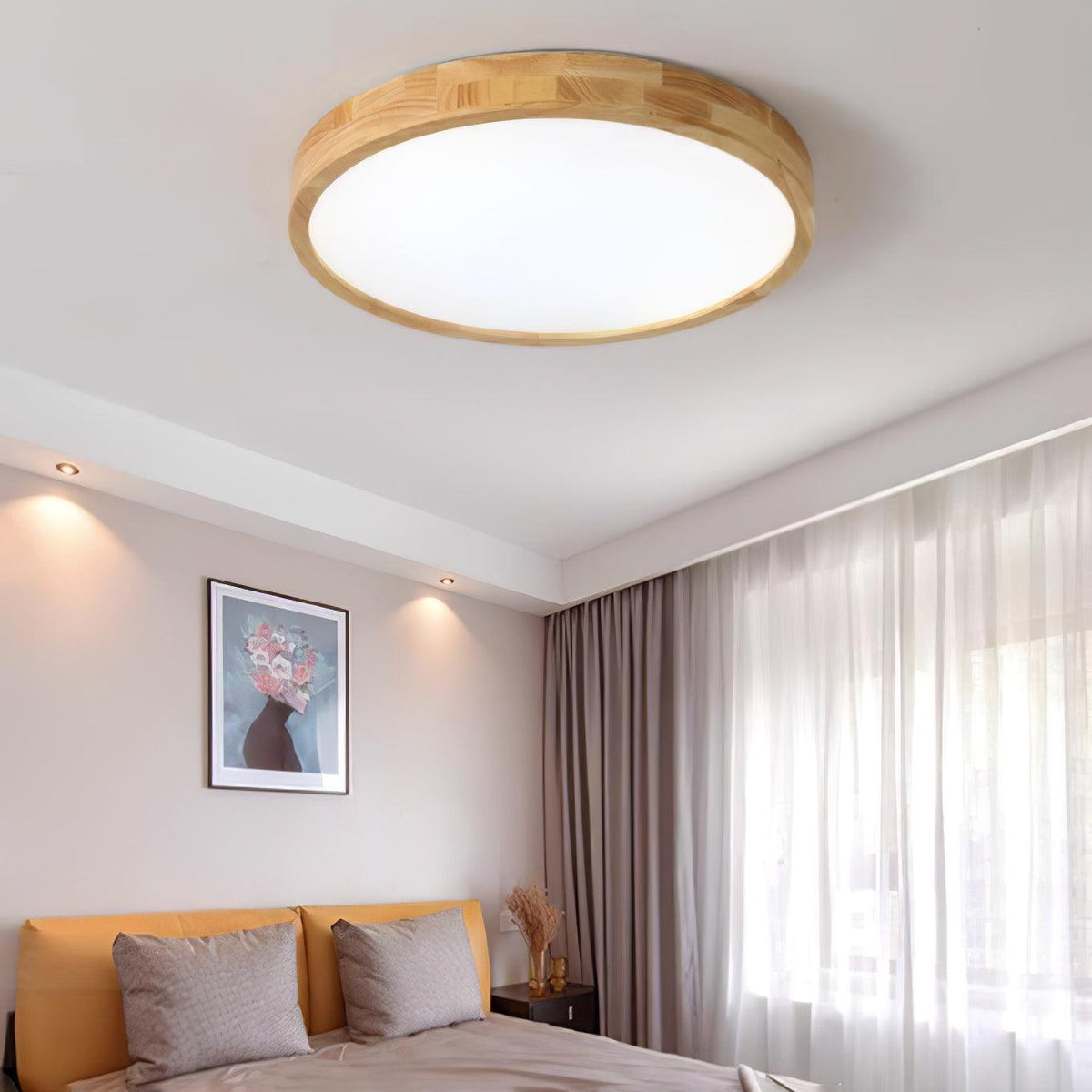 Natural Wood Geometric LED Ceiling Light