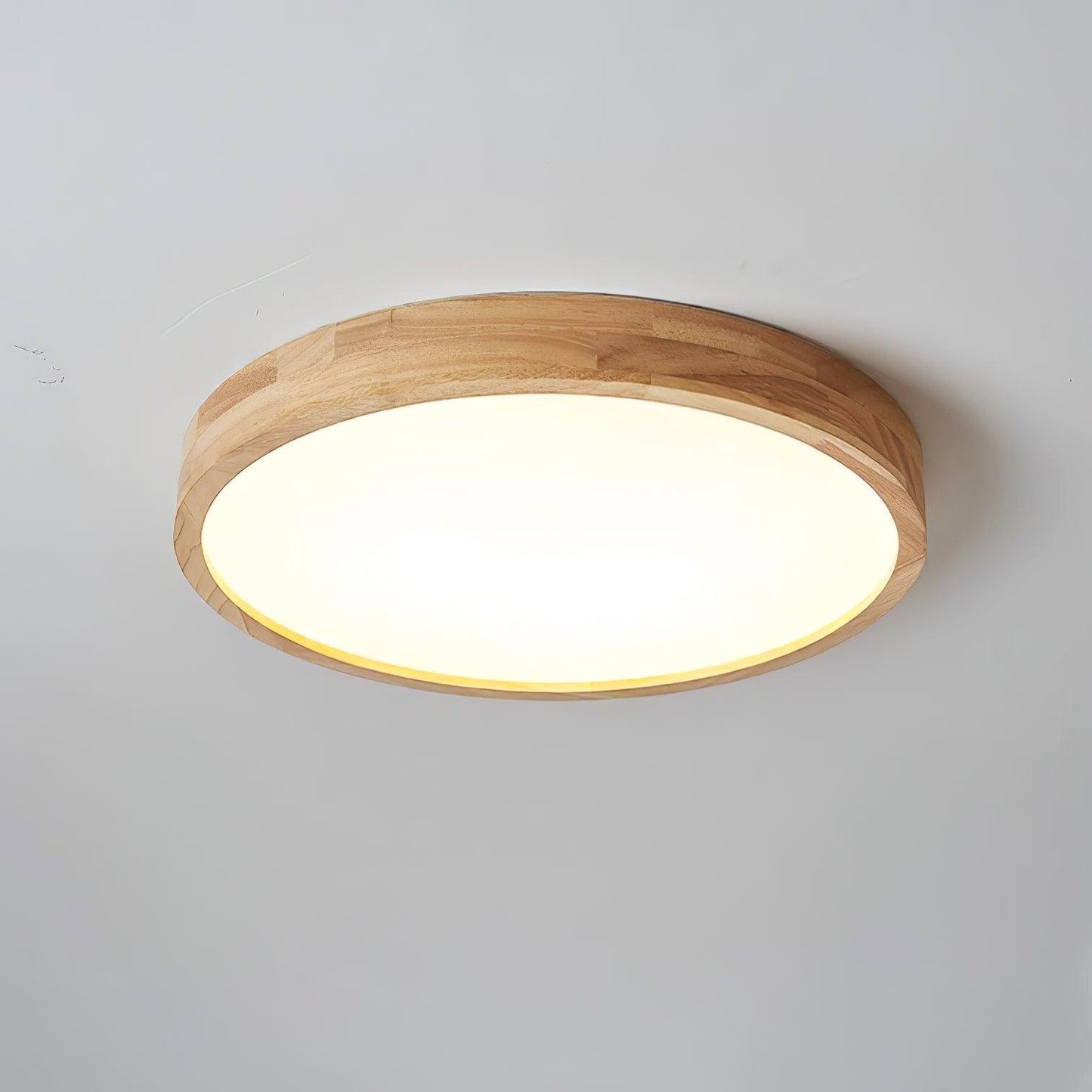 Natural Wood Geometric LED Ceiling Light / Square Size: L 19.7″ x W 19.7″ x H 2.7″ / L 50cm x W 50cm x H 6cm / Wood color / Cool White