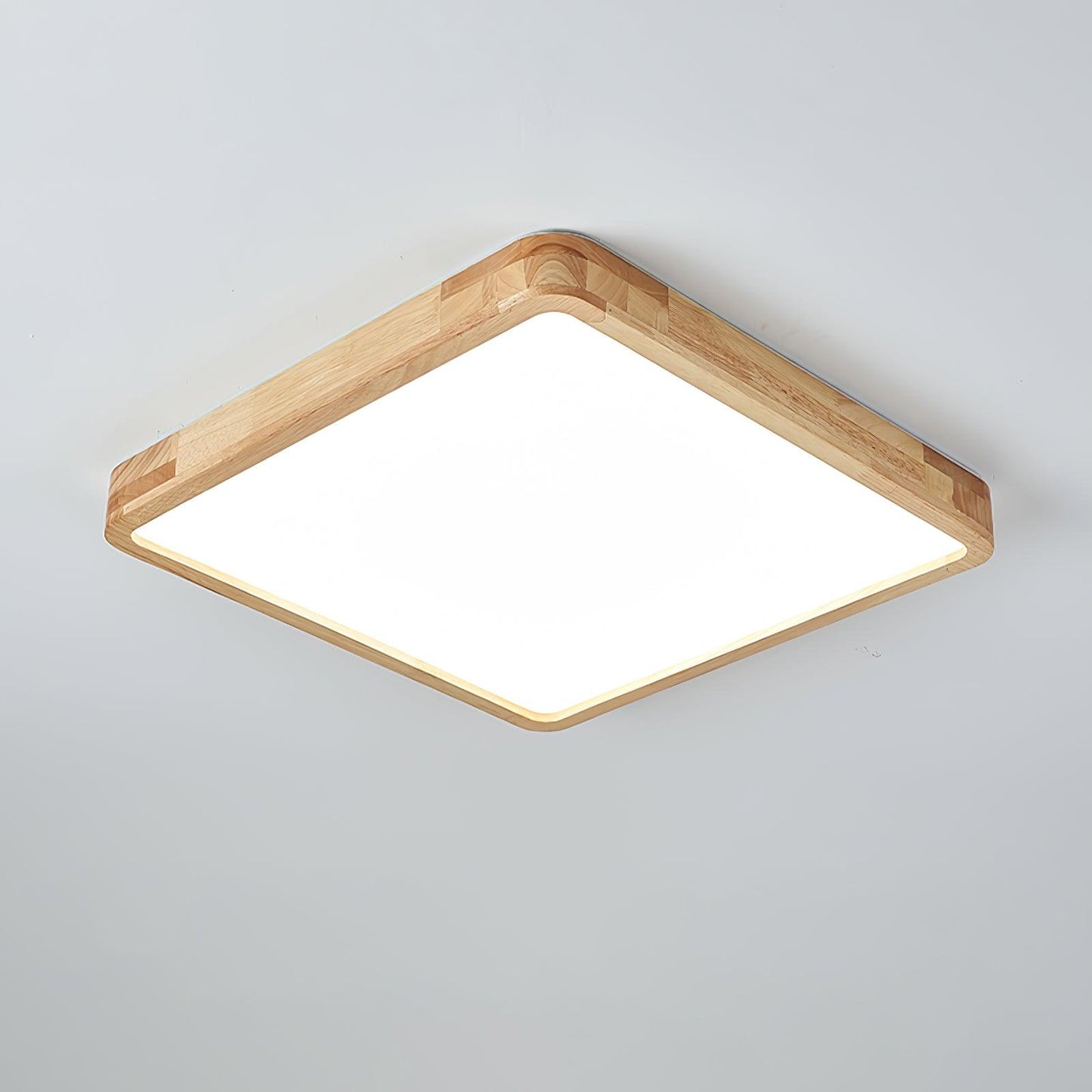 Natural Wood Geometric LED Ceiling Light / Circle Size: ∅ 23.6″ x H 2.7″ / Dia 60cm x H 6cm / Wood color / Warm White
