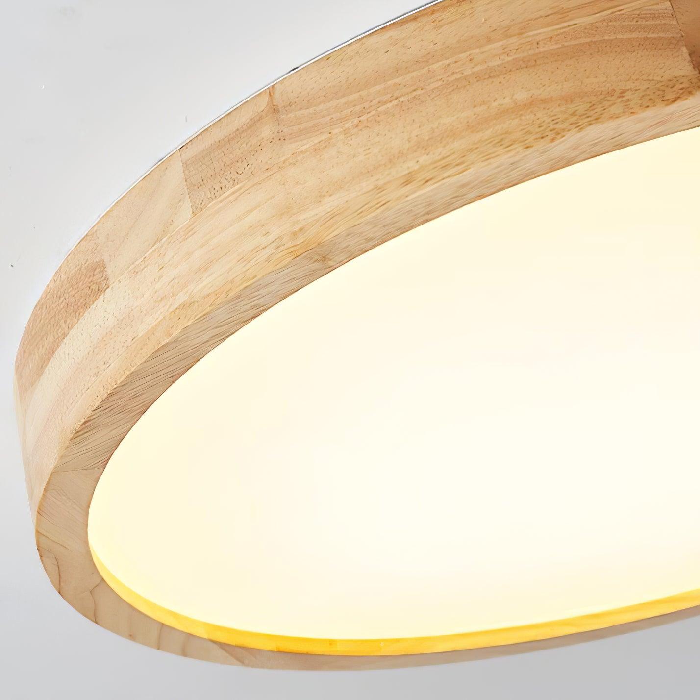 Natural Wood Geometric LED Ceiling Light / Square Size: L 23.6″ x W 23.6″ x H 2.7″ / L 60cm x W 60cm x H 6cm / Wood color / Warm White