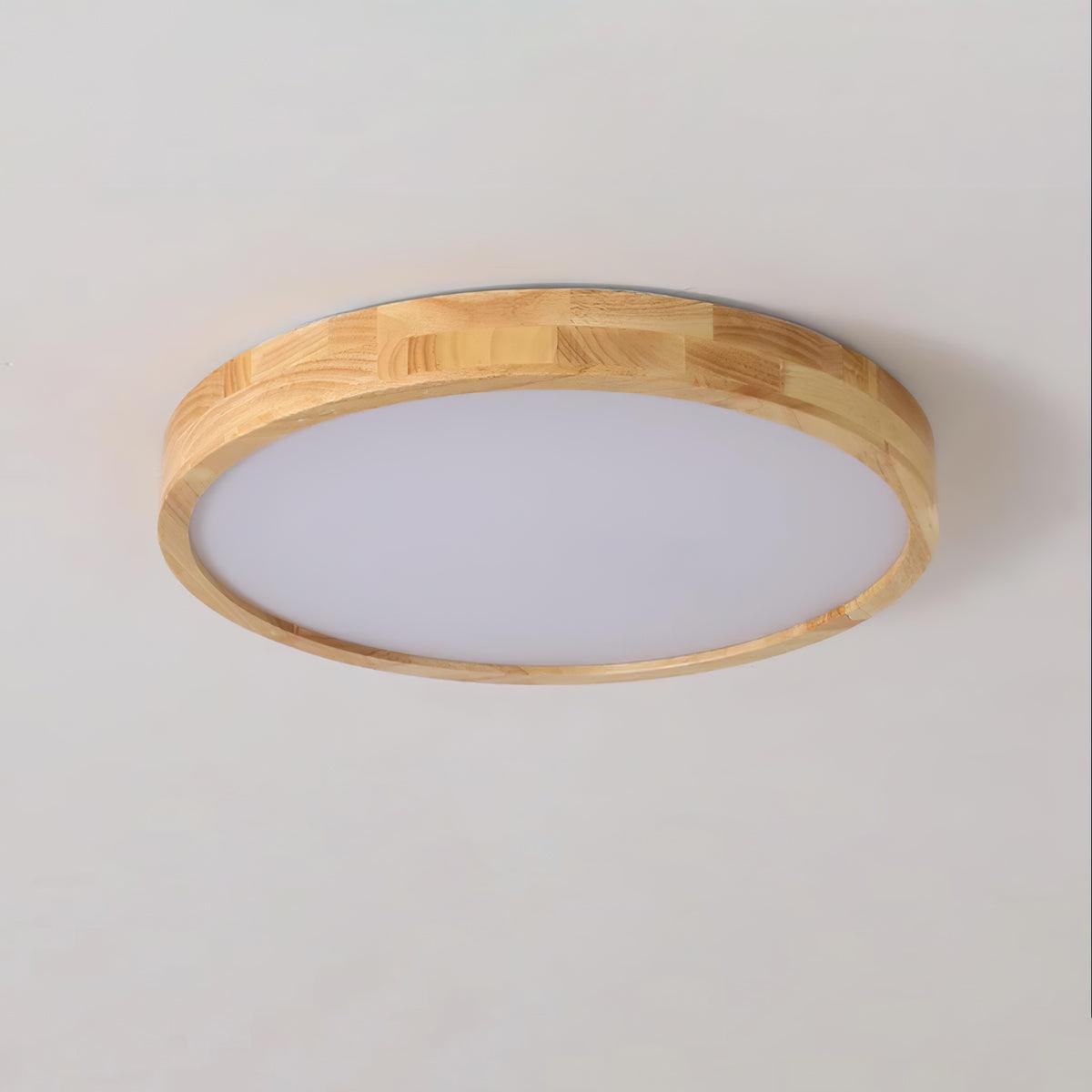 Natural Wood Geometric LED Ceiling Light / Square Size: L 23.6″ x W 23.6″ x H 2.7″ / L 60cm x W 60cm x H 6cm / Wood color / Cool White