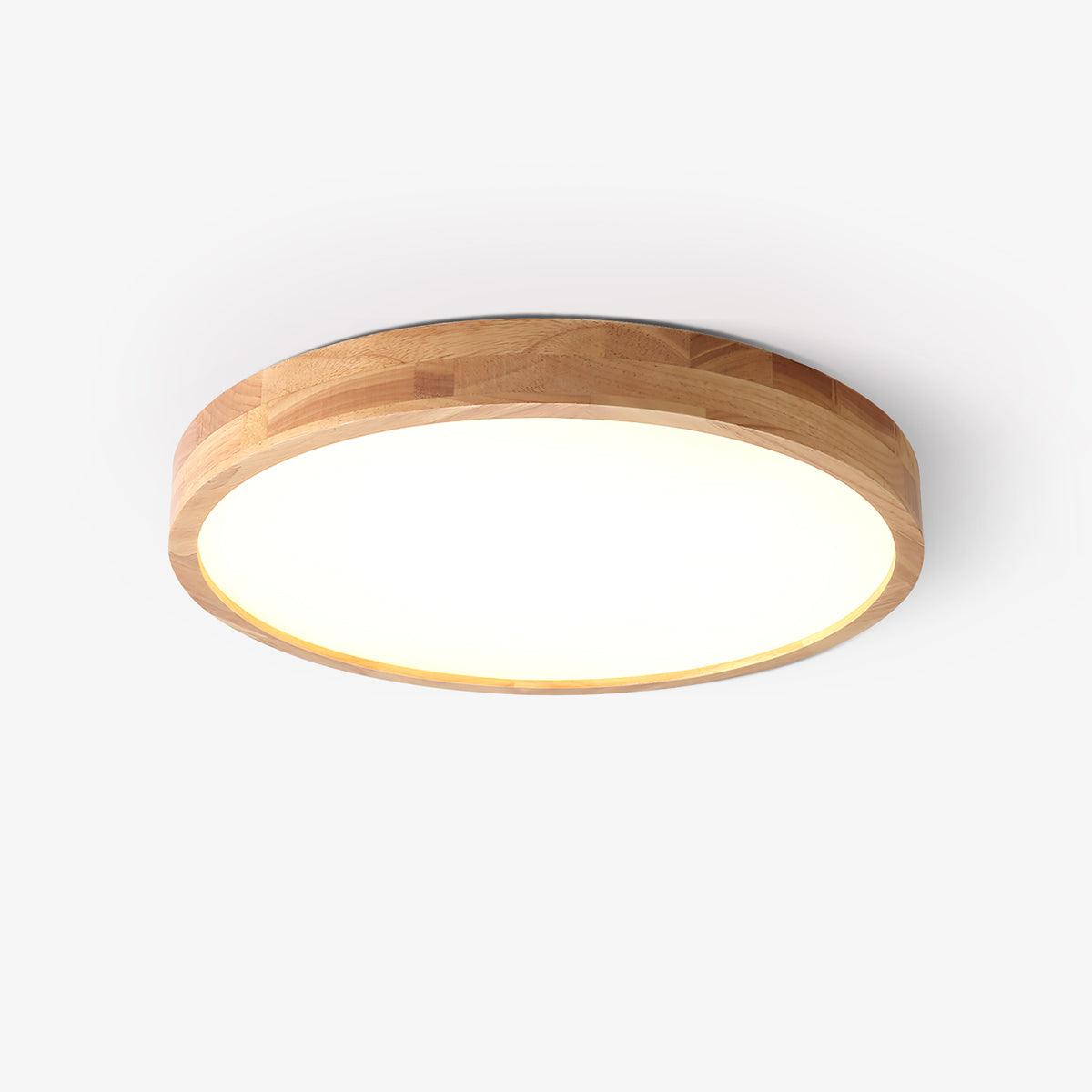 Natural Wood Geometric LED Ceiling Light / Rectangle Size: L 23.6″ x W 15.7″ x H 2.7″ / L 60cm x W 40cm x H 6cm / Wood color / Warm White