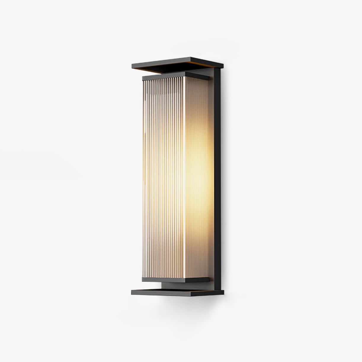 Rectangular Solar LED Outdoor Wall Light / L 6.3″ x W 4.7″ x H 13.8″ / L 16cm x W 12cm x H 35cm / Black / Warm Light