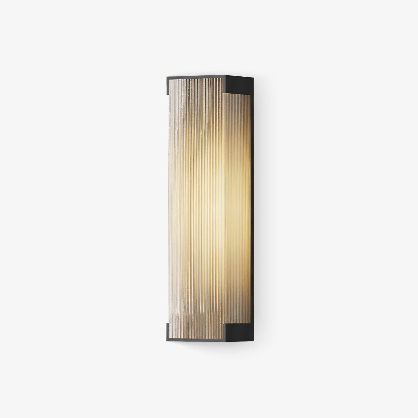 Ribbed Black LED Outdoor Wall Light / L 5.9″ x H 13.8″ x Depth 2″ / Warm Light / Single