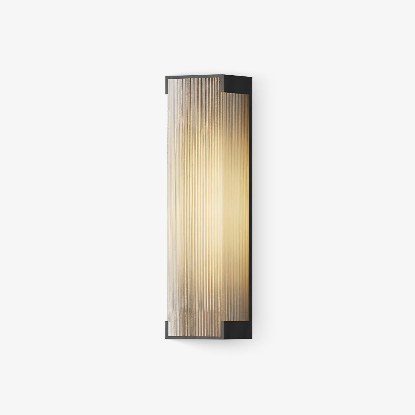 Ribbed Black LED Outdoor Wall Light / L 5.9″ x H 13.8″ x Depth 2″ / Warm Light / Single