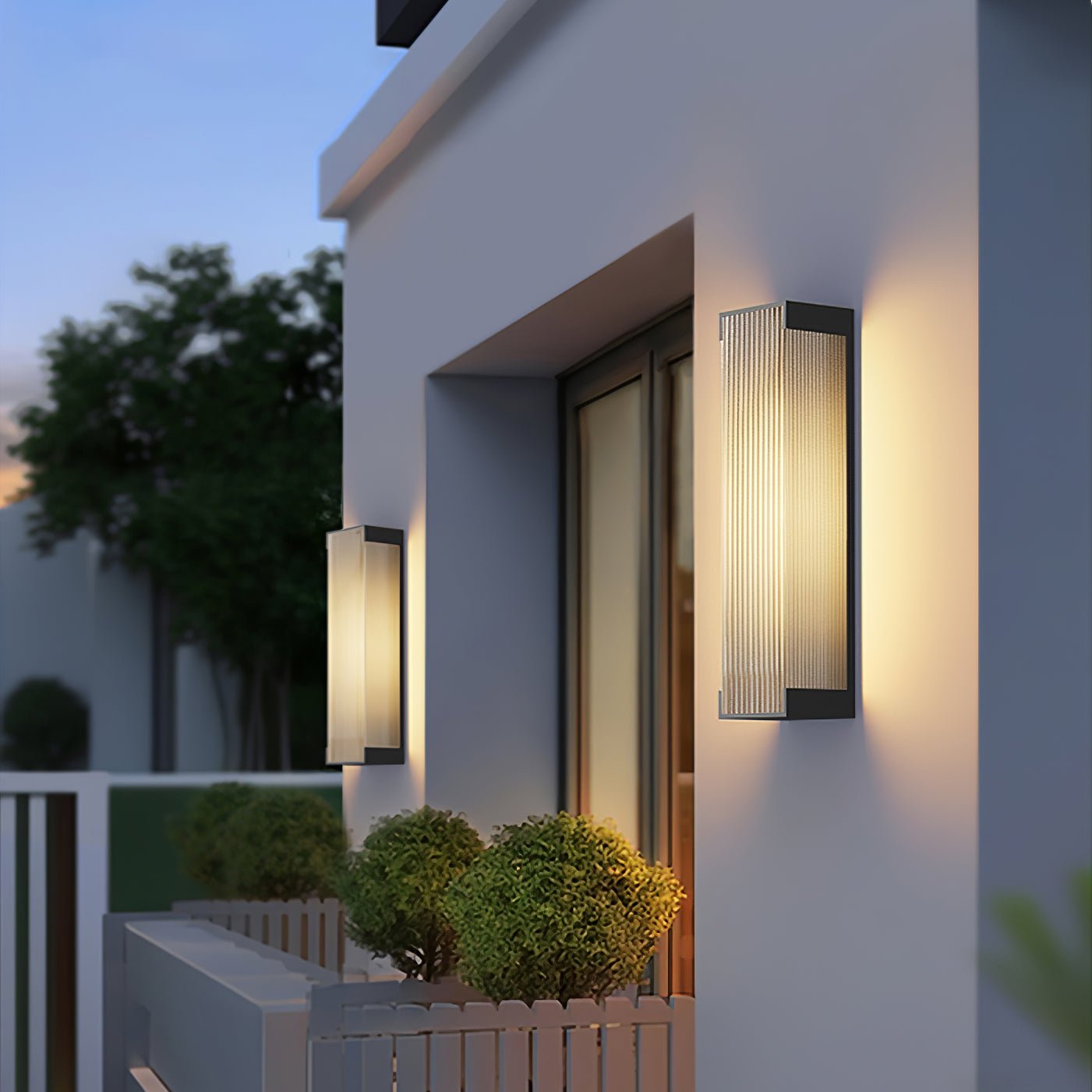 Ribbed Black LED Outdoor Wall Light