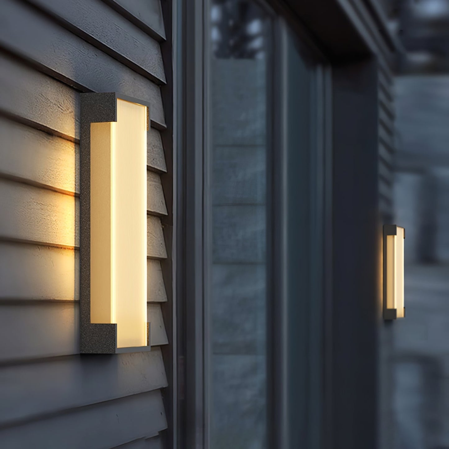 Ribbed Black LED Outdoor Wall Light