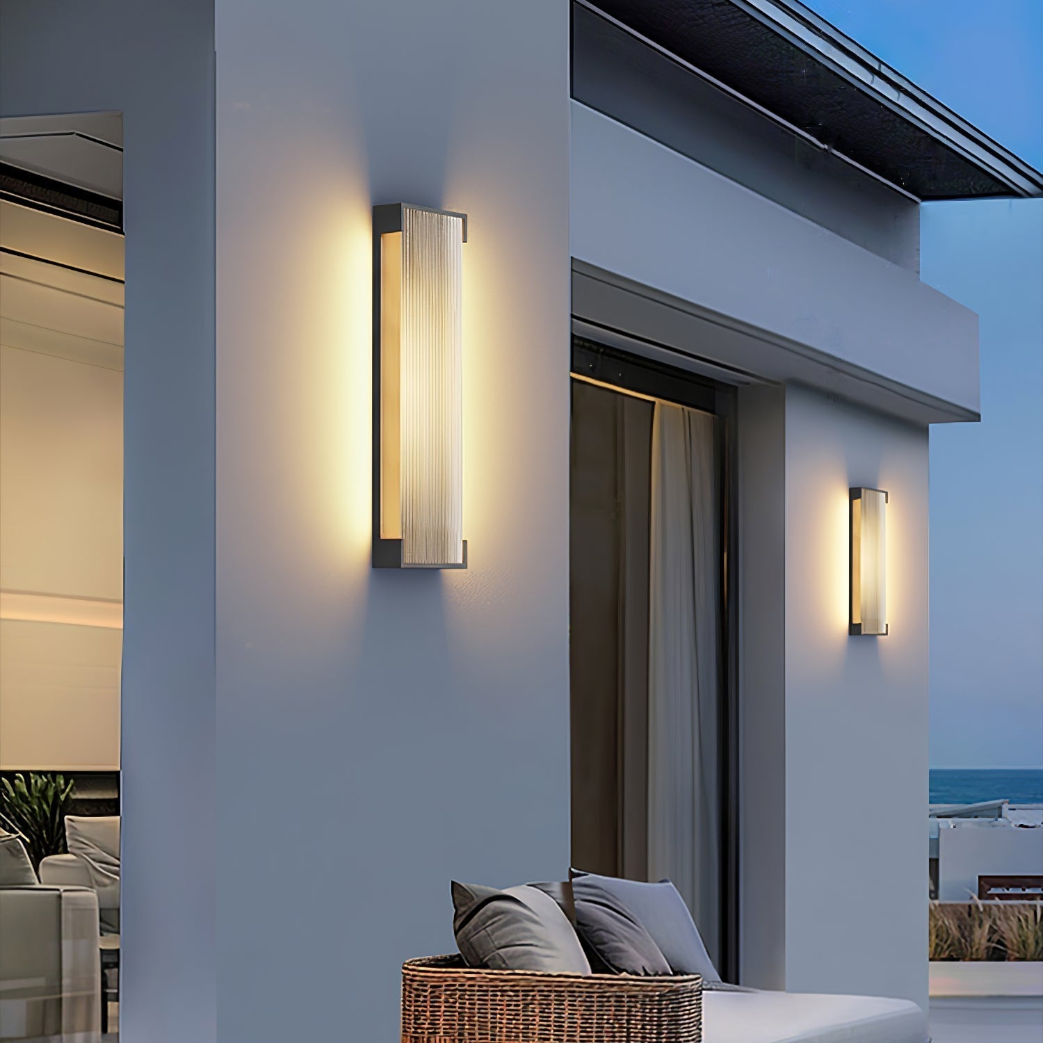 Ribbed Black LED Outdoor Wall Light