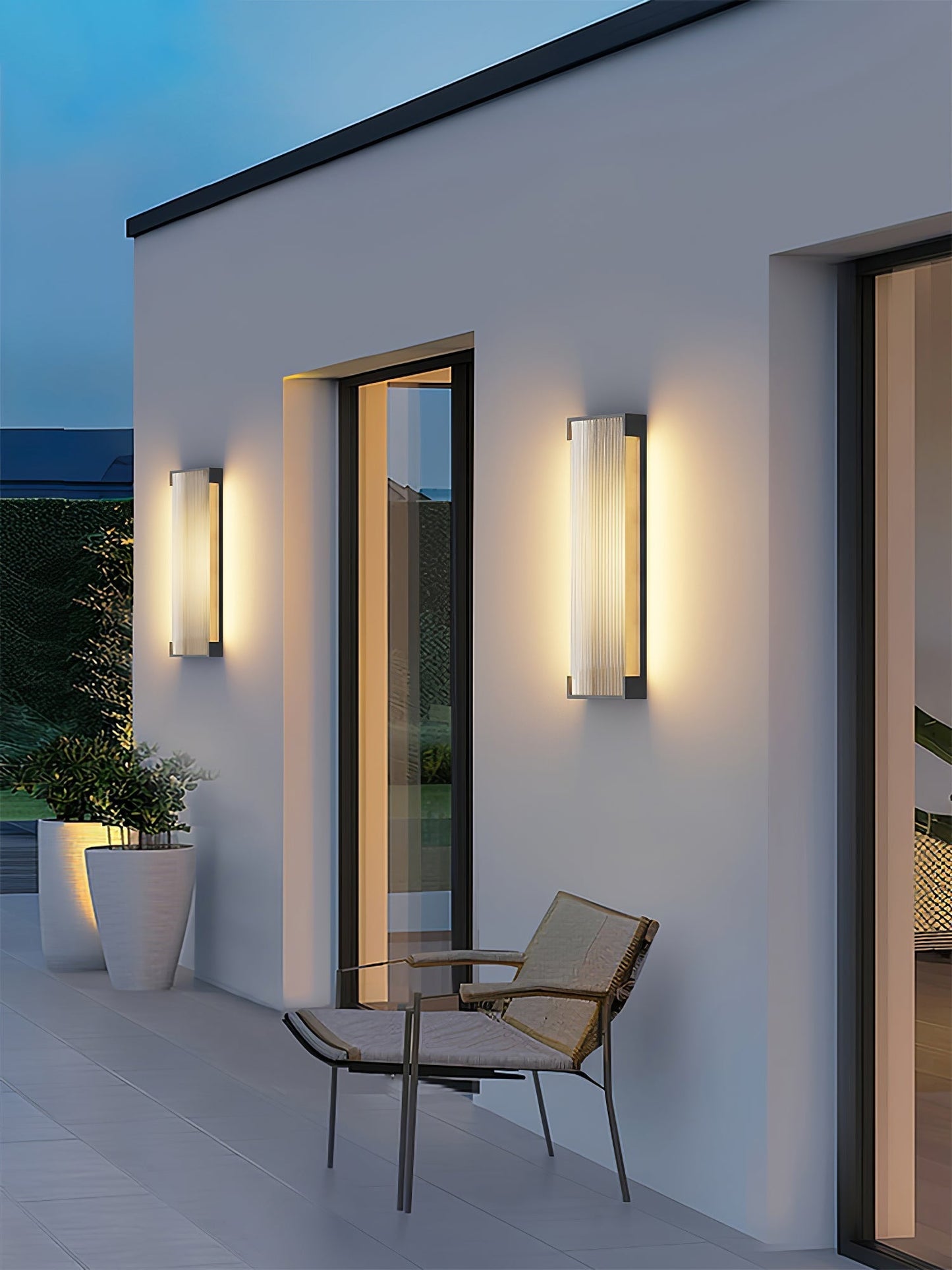 Ribbed Black LED Outdoor Wall Light