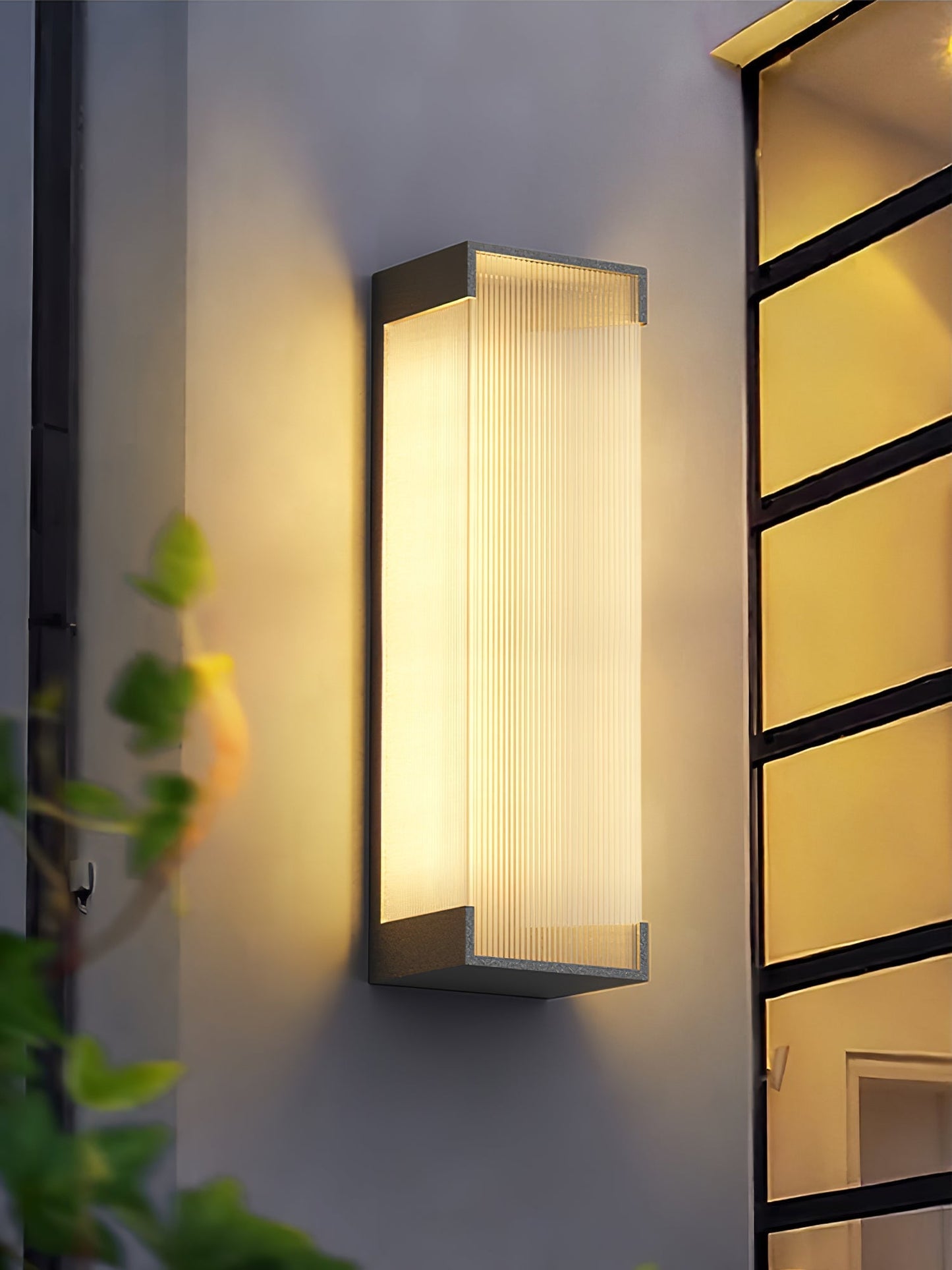 Ribbed Black LED Outdoor Wall Light
