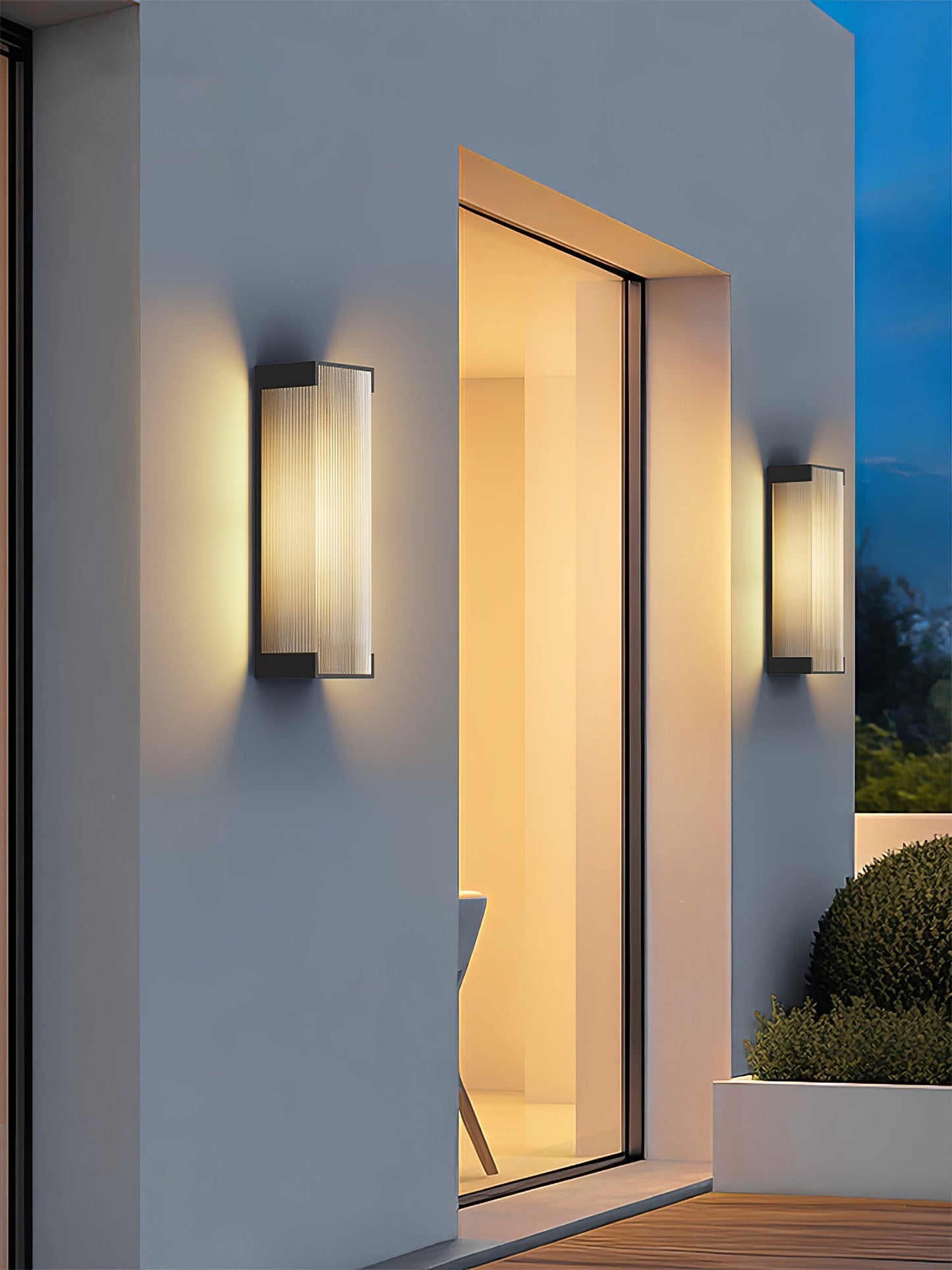 Ribbed Black LED Outdoor Wall Light