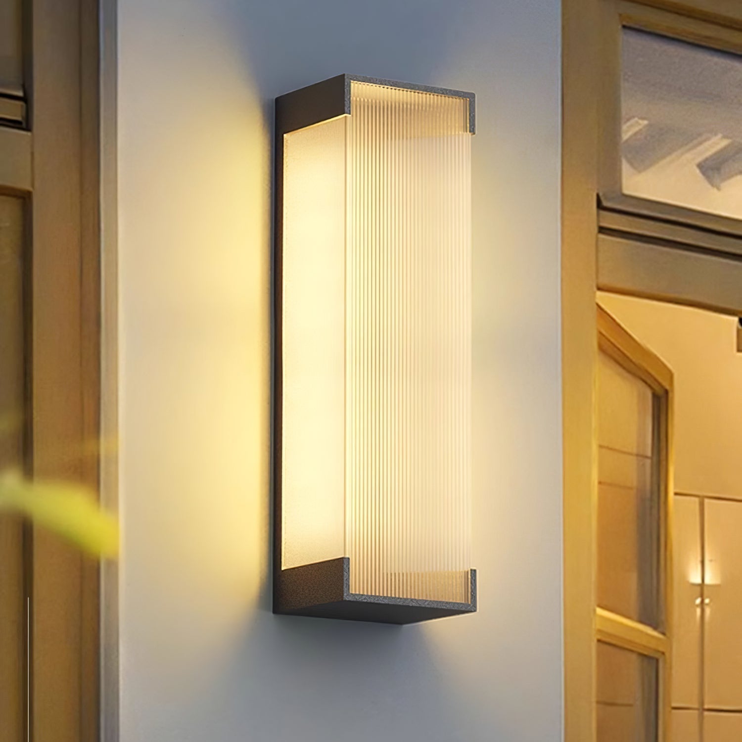 Ribbed Black LED Outdoor Wall Light