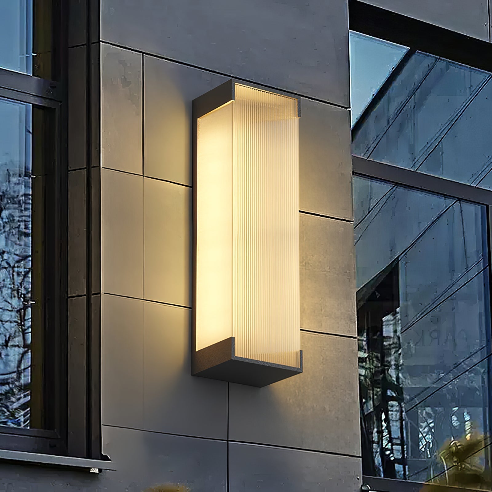 Ribbed Black LED Outdoor Wall Light