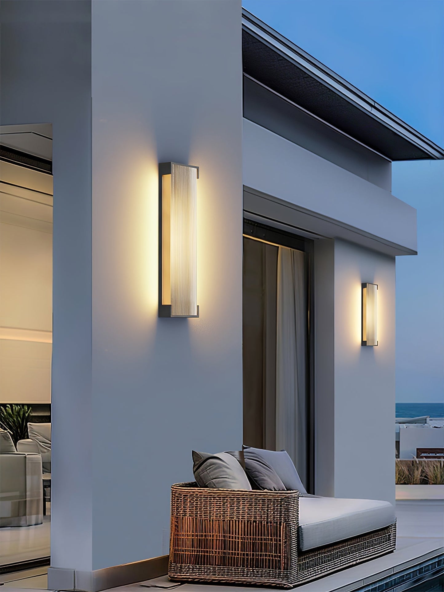 Ribbed Black LED Outdoor Wall Light
