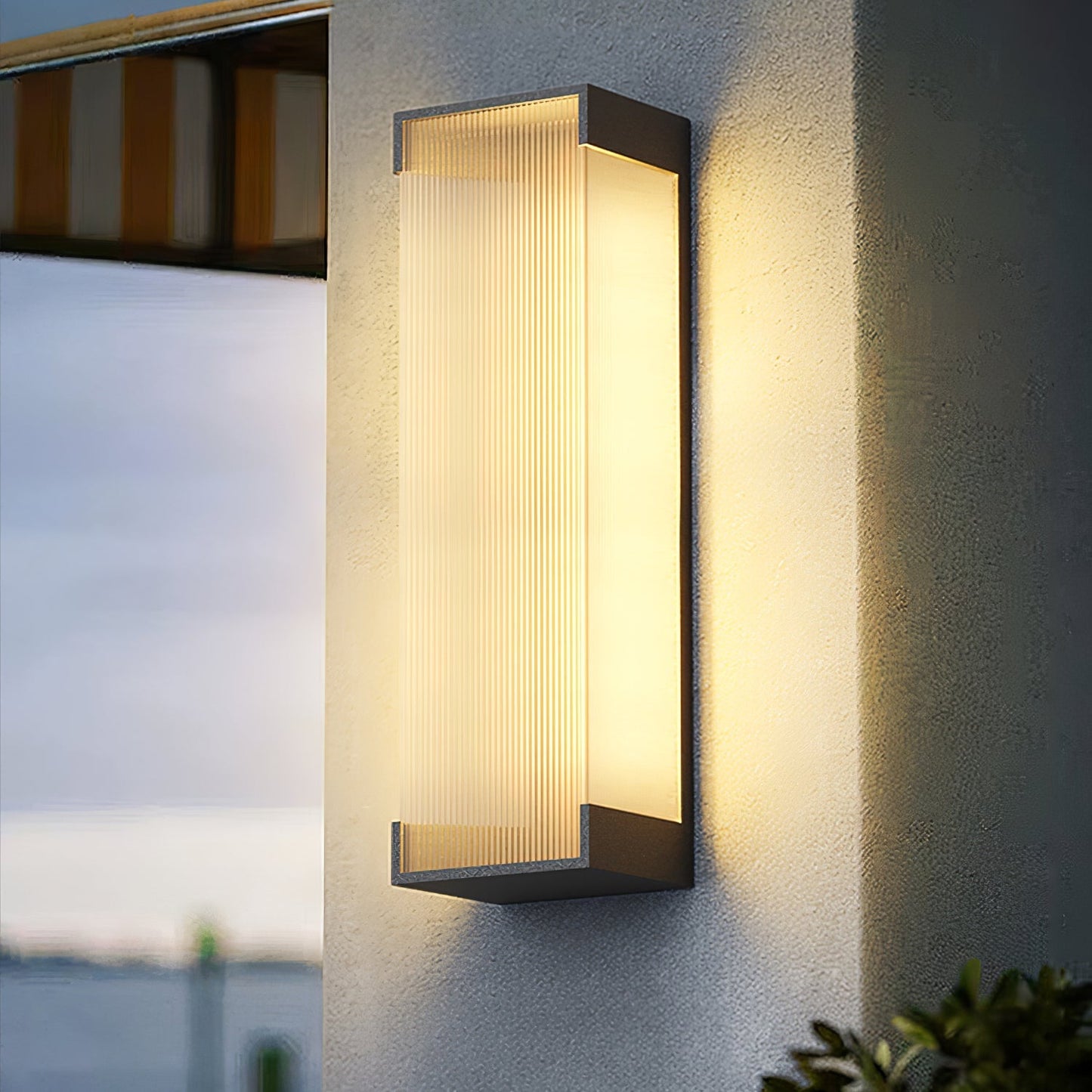Ribbed Black LED Outdoor Wall Light