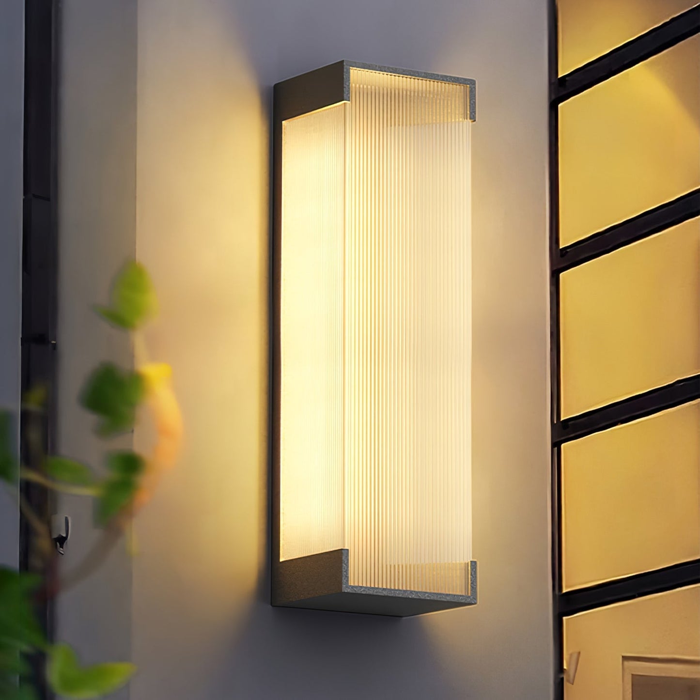 Ribbed Black LED Outdoor Wall Light