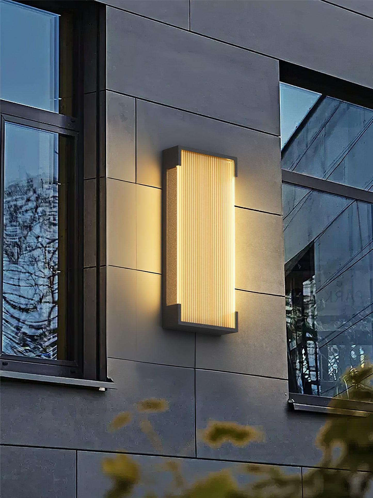 Ribbed Black LED Outdoor Wall Light