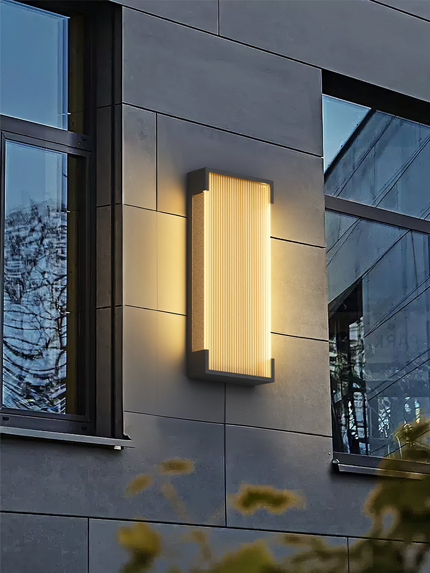 Ribbed Black LED Outdoor Wall Light