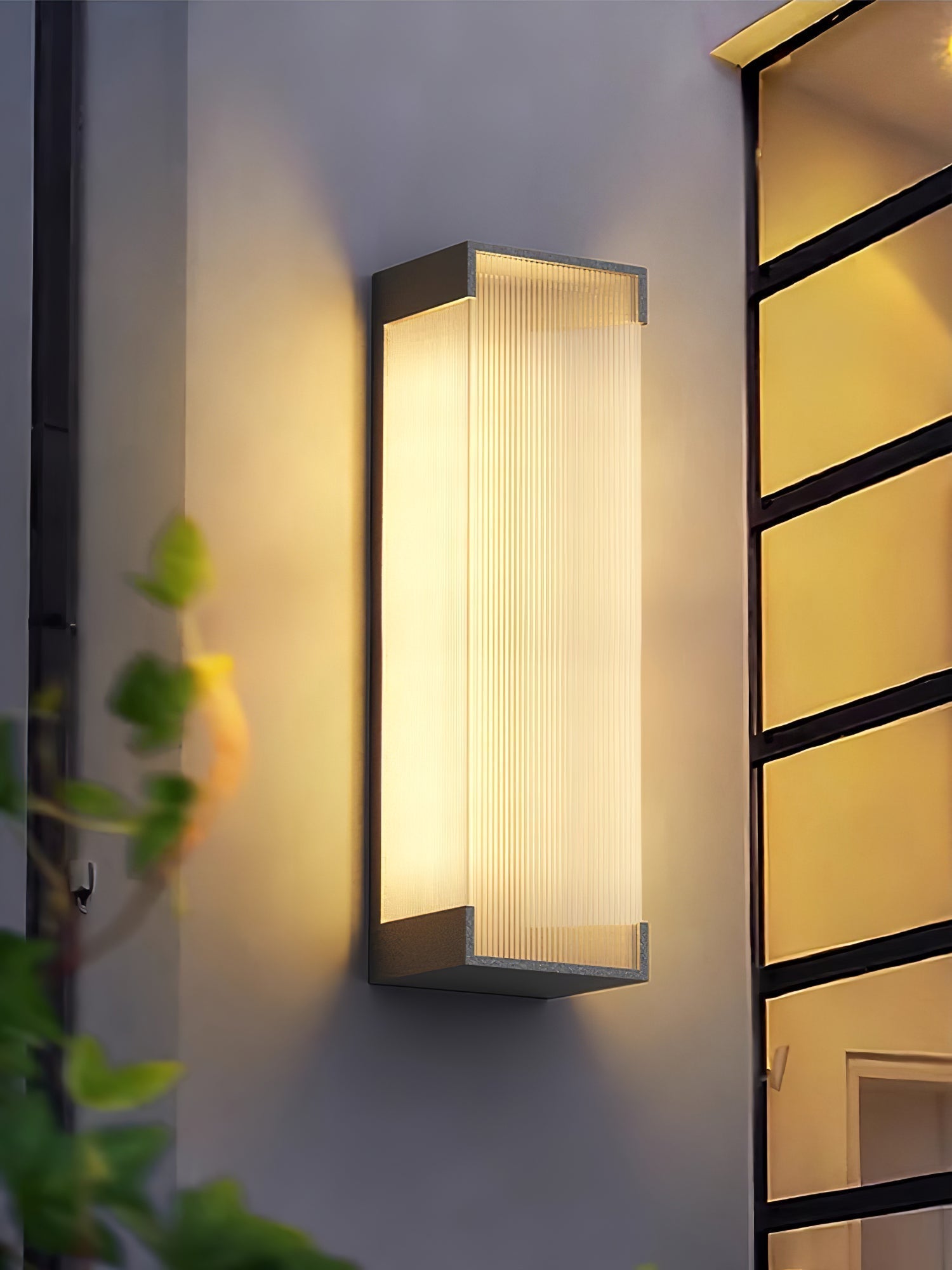 Ribbed Black LED Outdoor Wall Light