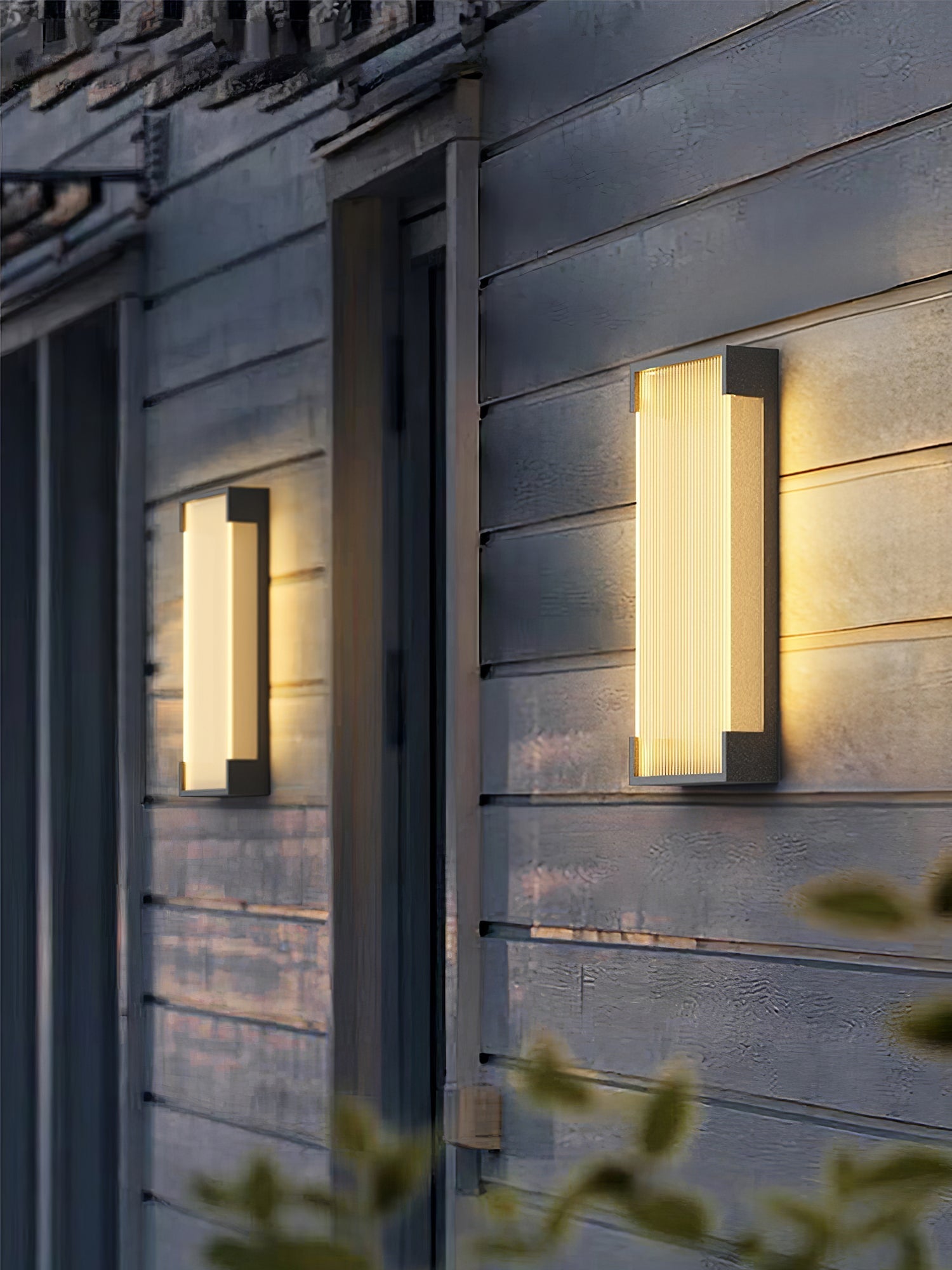 Ribbed Black LED Outdoor Wall Light