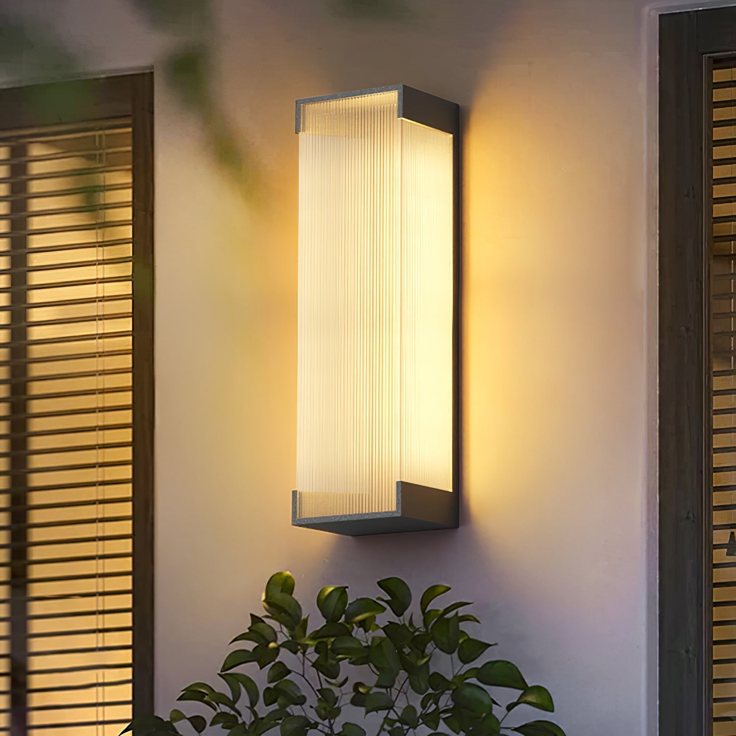 Ribbed Black LED Outdoor Wall Light