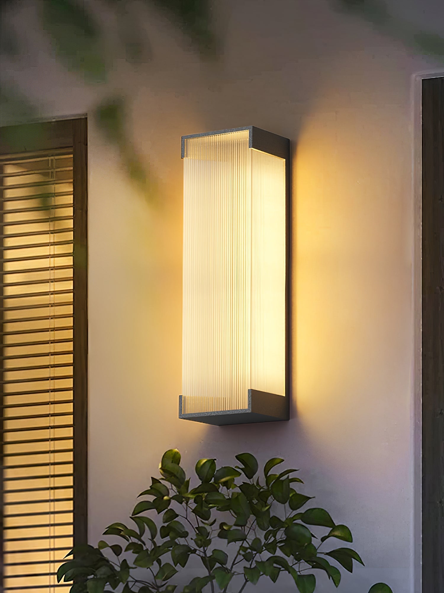 Ribbed Black LED Outdoor Wall Light