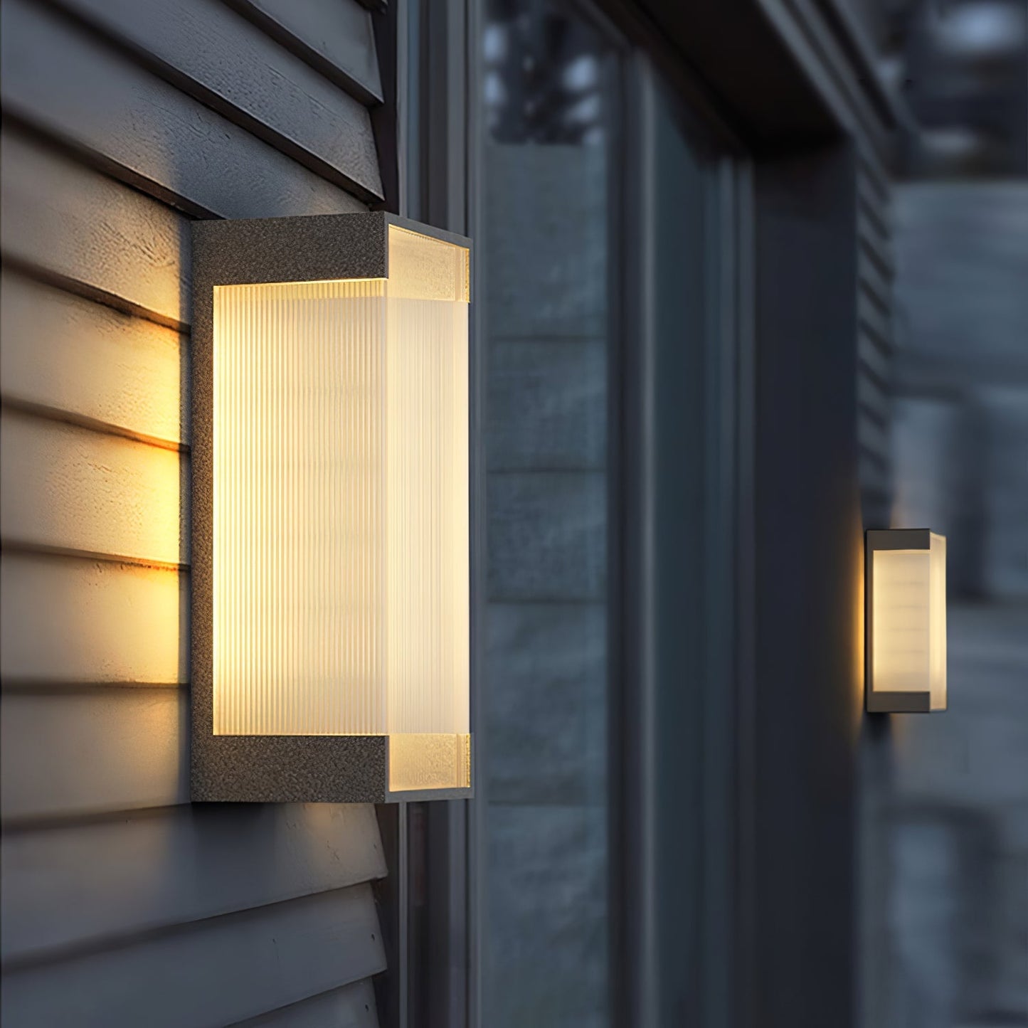 Ribbed Black LED Outdoor Wall Light
