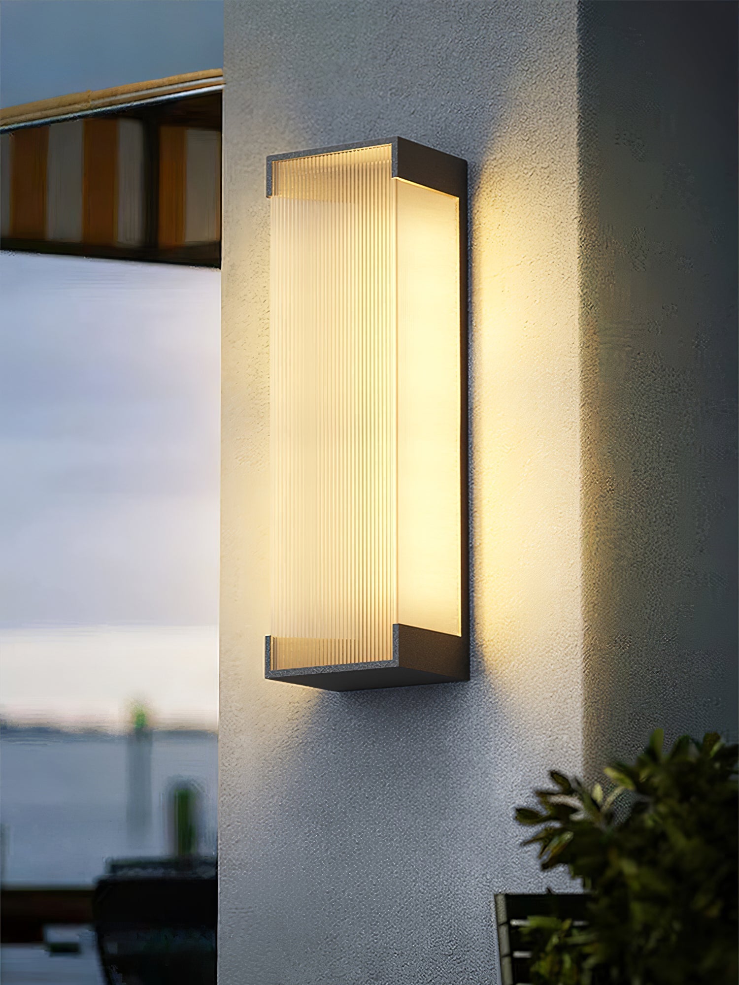 Ribbed Black LED Outdoor Wall Light