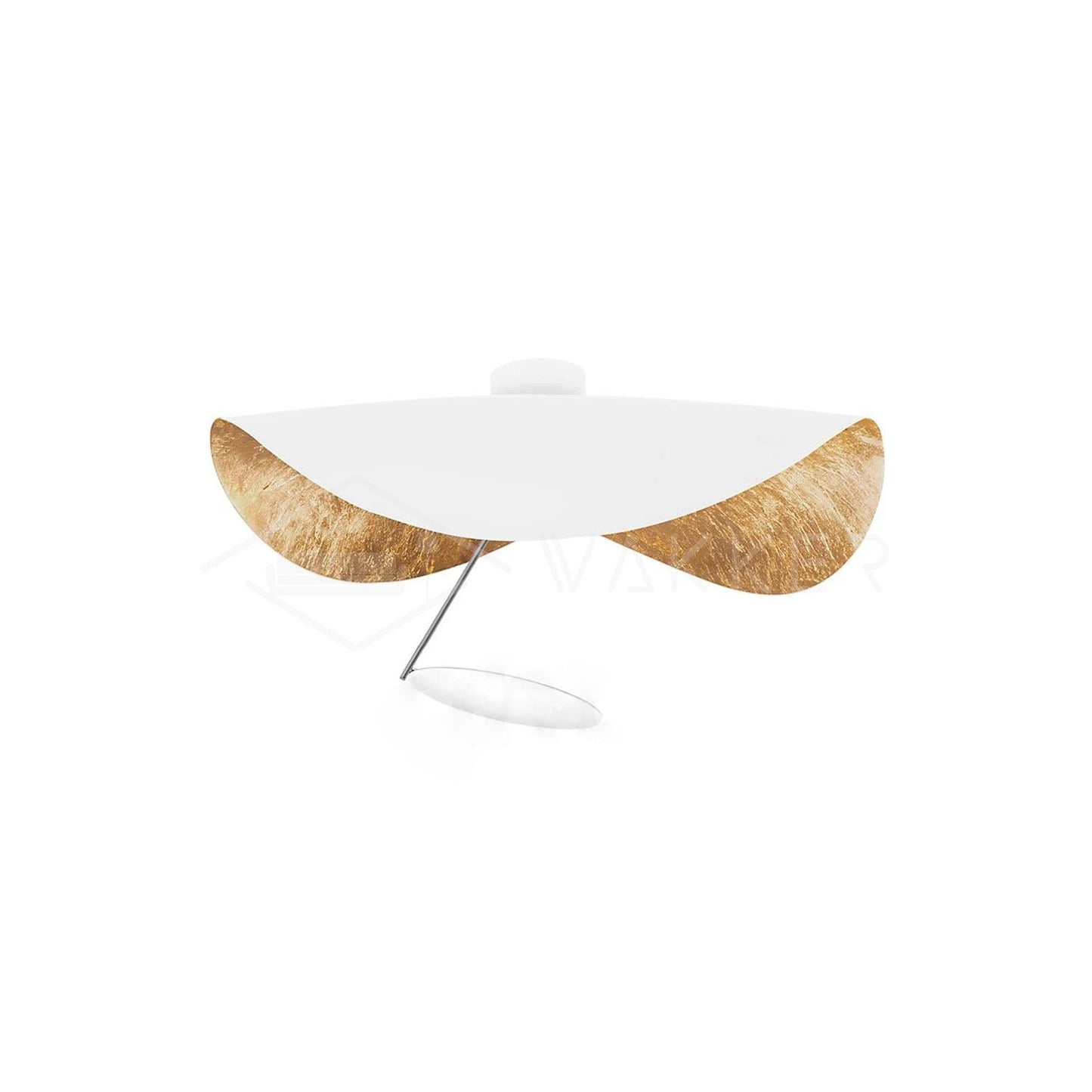 Sculptural Curved Disc LED Ceiling Light / ∅ 23.6″ x H 13.8″ / Dia 60cm x H 35cm / Black+Gold / Neutral Light
