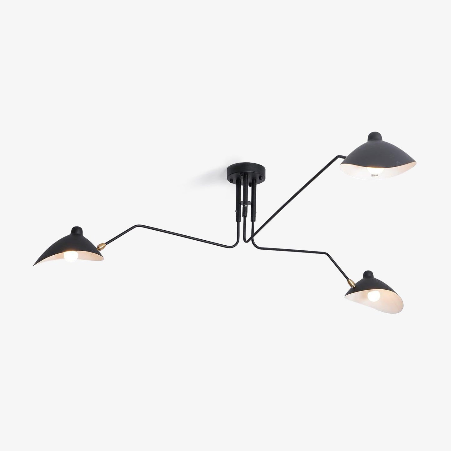 Sculptural Multi-Arm Ceiling Light / 3heads L 59″ x H 12.6″ / L 150cm x H 32cm / Black
