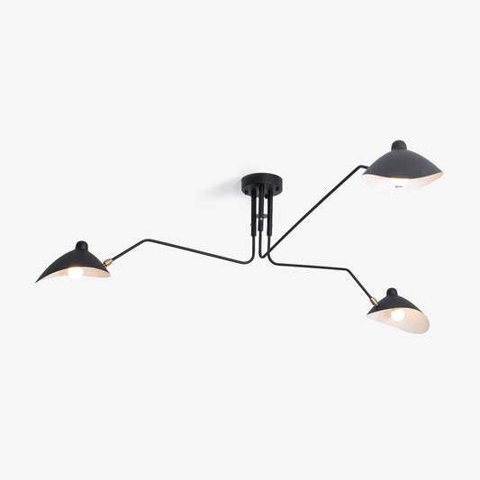 Sculptural Multi-Arm Ceiling Light / 3heads L 59″ x H 12.6″ / L 150cm x H 32cm / Black