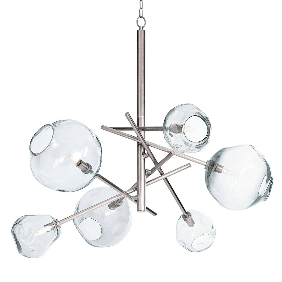 Smoked Glass and Brass Linear Chandelier