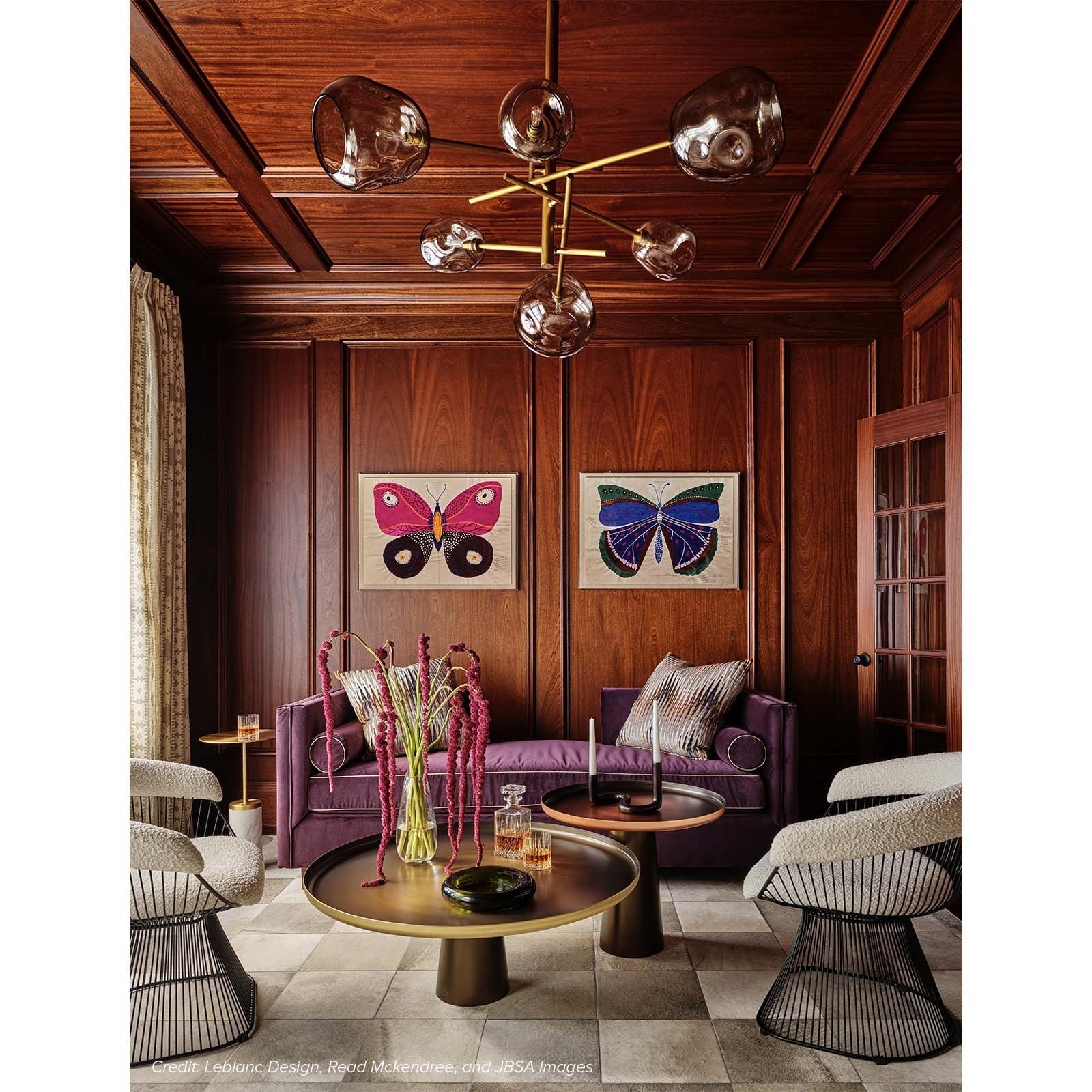 Smoked Glass and Brass Linear Chandelier