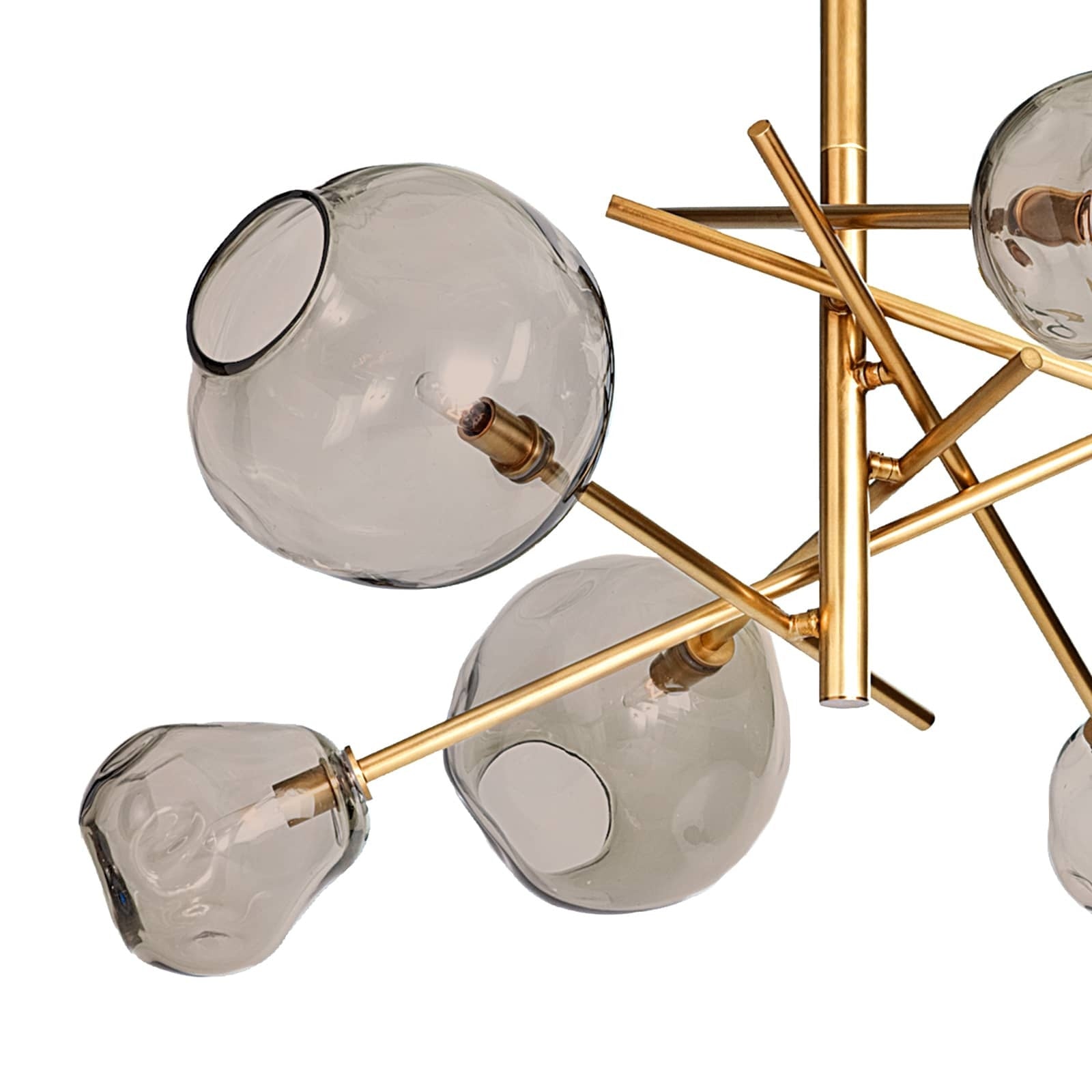 Smoked Glass and Brass Linear Chandelier