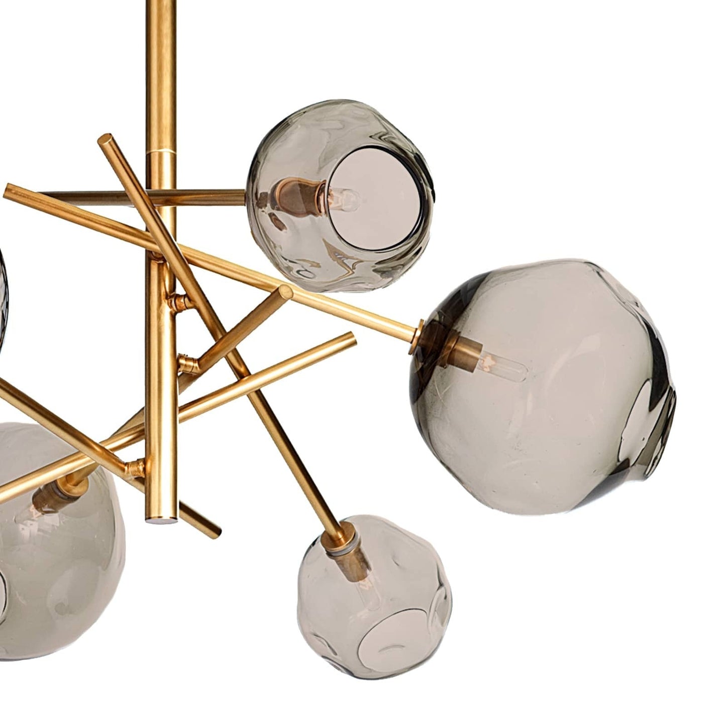 Smoked Glass and Brass Linear Chandelier