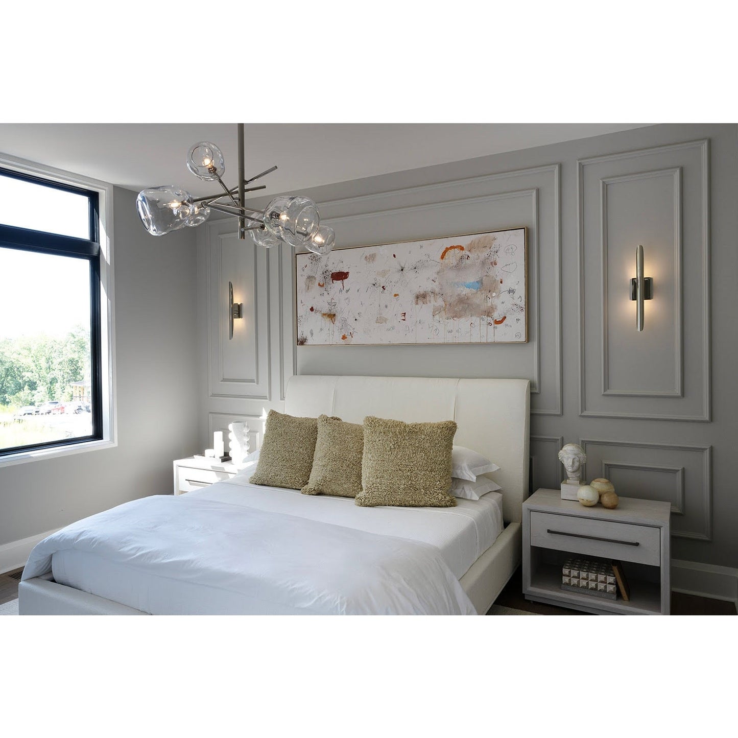 Smoked Glass and Brass Linear Chandelier
