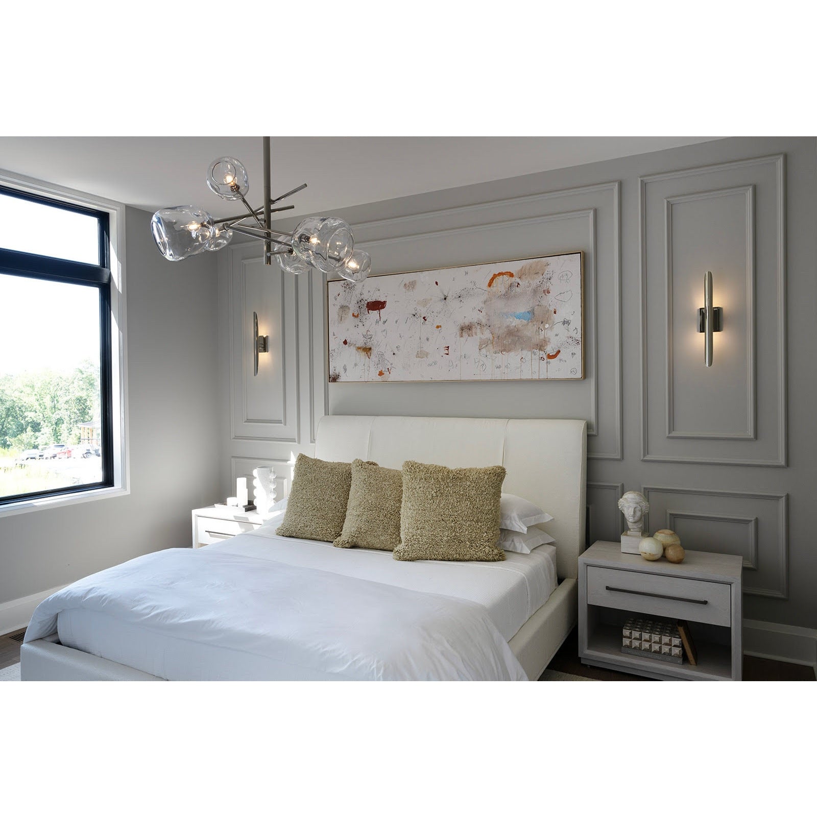 Smoked Glass and Brass Linear Chandelier