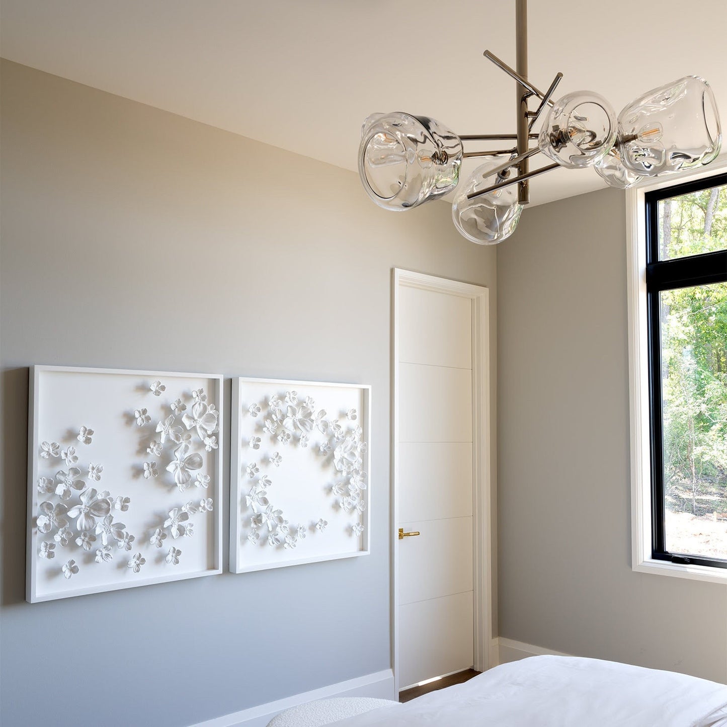 Smoked Glass and Brass Linear Chandelier