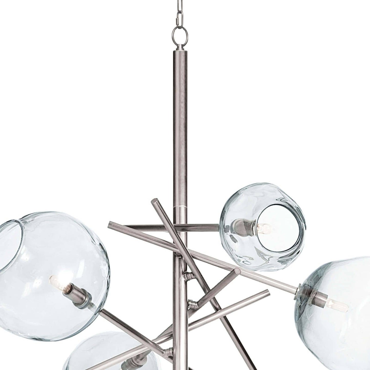 Smoked Glass and Brass Linear Chandelier